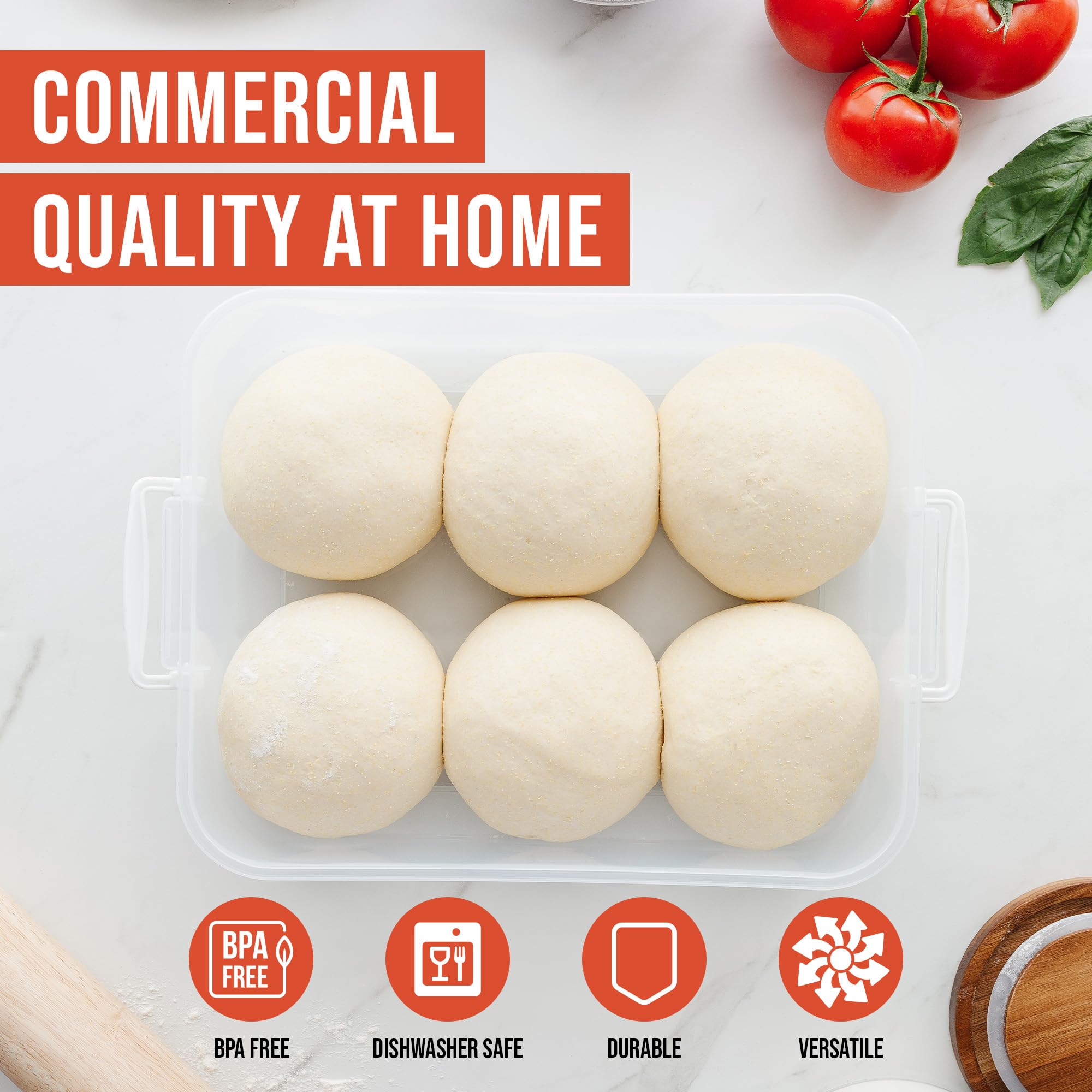 Professional Pizza Dough Proofing Box - 14 x 11 Inch Dough Rising Container for 4-6 Balls, Home Pizza Making Kit with Carry Handle (Grey) | Perfect for Homemade Pizza, Bread & Pastry Dough Preparation in Kitchen, Bakery & Restaurants