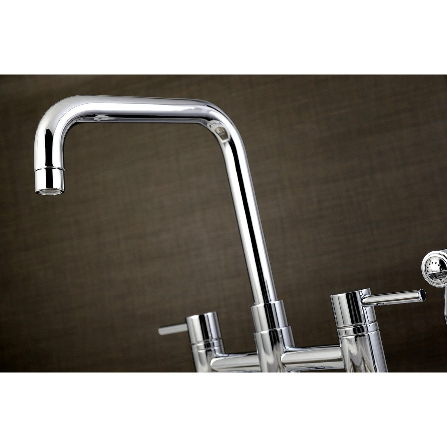 Concord Two Handle 4 Hole Deck Mount Bridge Kitchen Faucet with Brass Side Sprayer - Durable Stainless Steel Sink Faucet for Modern Kitchens | Perfect for Cooking, Washing Dishes & Food Prep