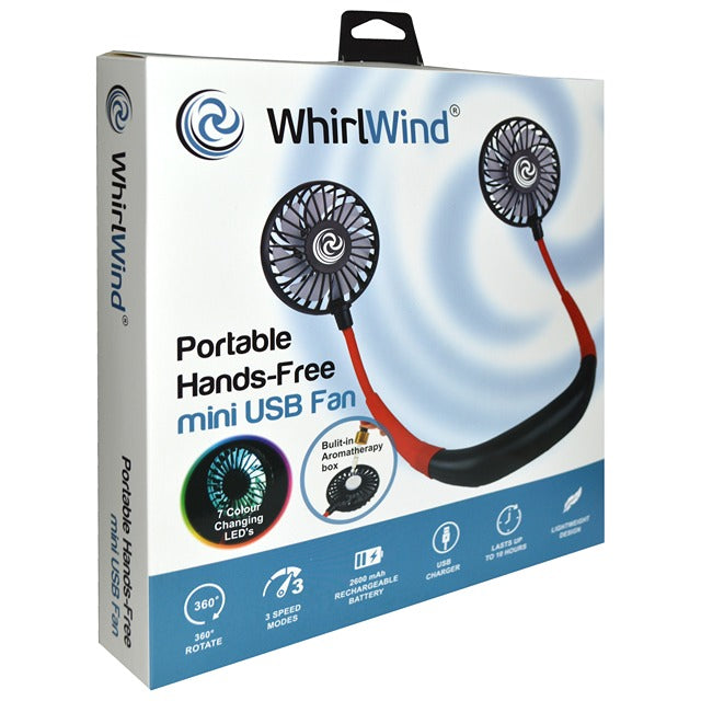 Hands Free USB Mini Fan - Portable Personal Cooling Fan for Office, Home & Travel - Rechargeable Battery Operated Small Desk Fan with 3 Speeds - Perfect for Work, Study & Outdoor Activities