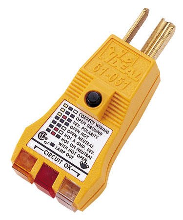 E-Z Check Plus GFI Circuit Tester with Double Sided Foam Tape - Electrical Outlet Tester for Home, Office & Workshop Safety Checks