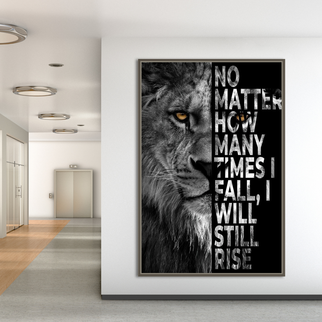 Words Never Quit Motivational Lion Canvas Wall Art - Inspirational Home & Office Decor for Living Room, Bedroom or Workspace