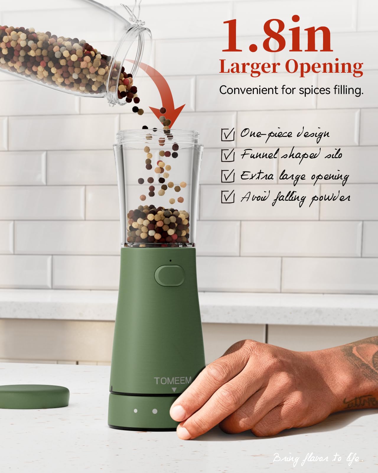Premium Electric Salt and Pepper Grinder Set - Rechargeable Stainless Steel Mill with 4.5oz Capacity, Adjustable Coarseness & Wide 1.8