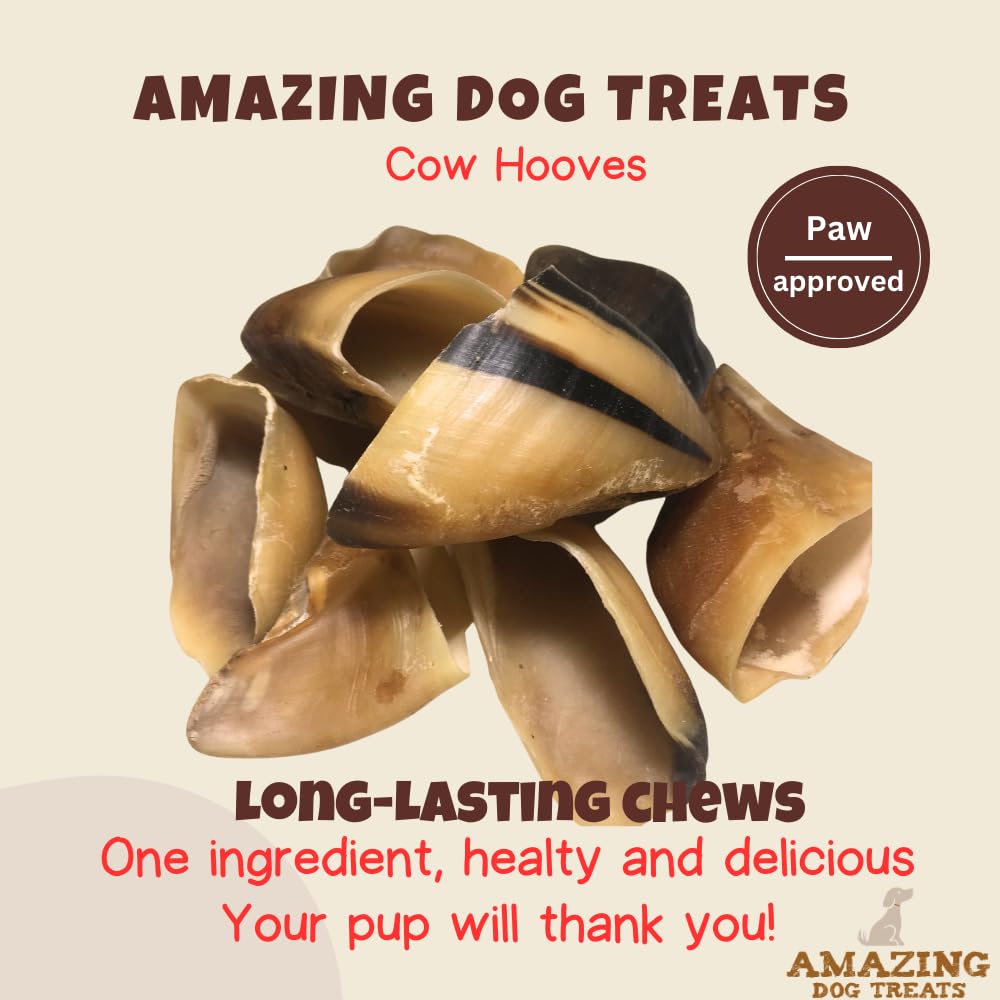 Premium All-Natural Cow Hoof Dog Chews (25-Pack) - Grass-Fed Beef Hooves for Dogs - Safe & Healthy Alternative to Rawhide - Perfect for Training, Teething, and Dental Care