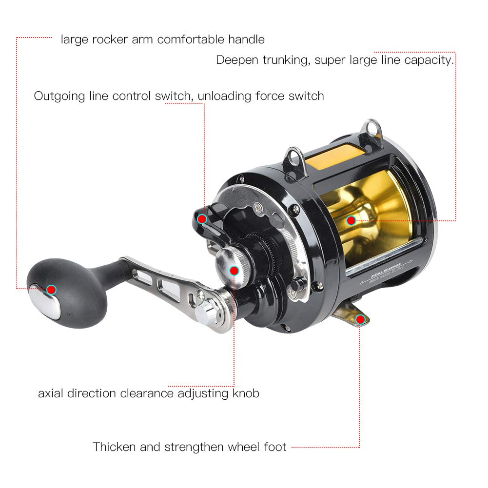 **Saltwater Fishing Reel - Heavy Duty Conventional Jigging Reel for Deep Sea Fishing | Saltwater Trolling, Offshore Angling & Big Game Fishing**
