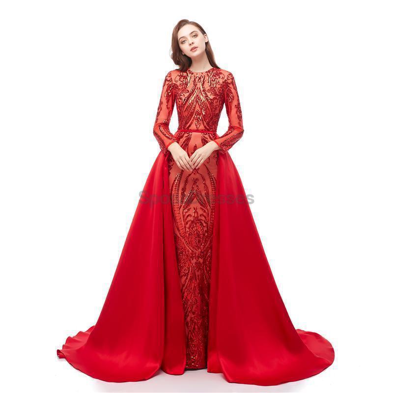Sparkly Sequin Long Sleeve Detachable Prom Dress for Evening Party - Elegant Formal Gown for Homecoming, Ball, Quinceañera & Special Occasions