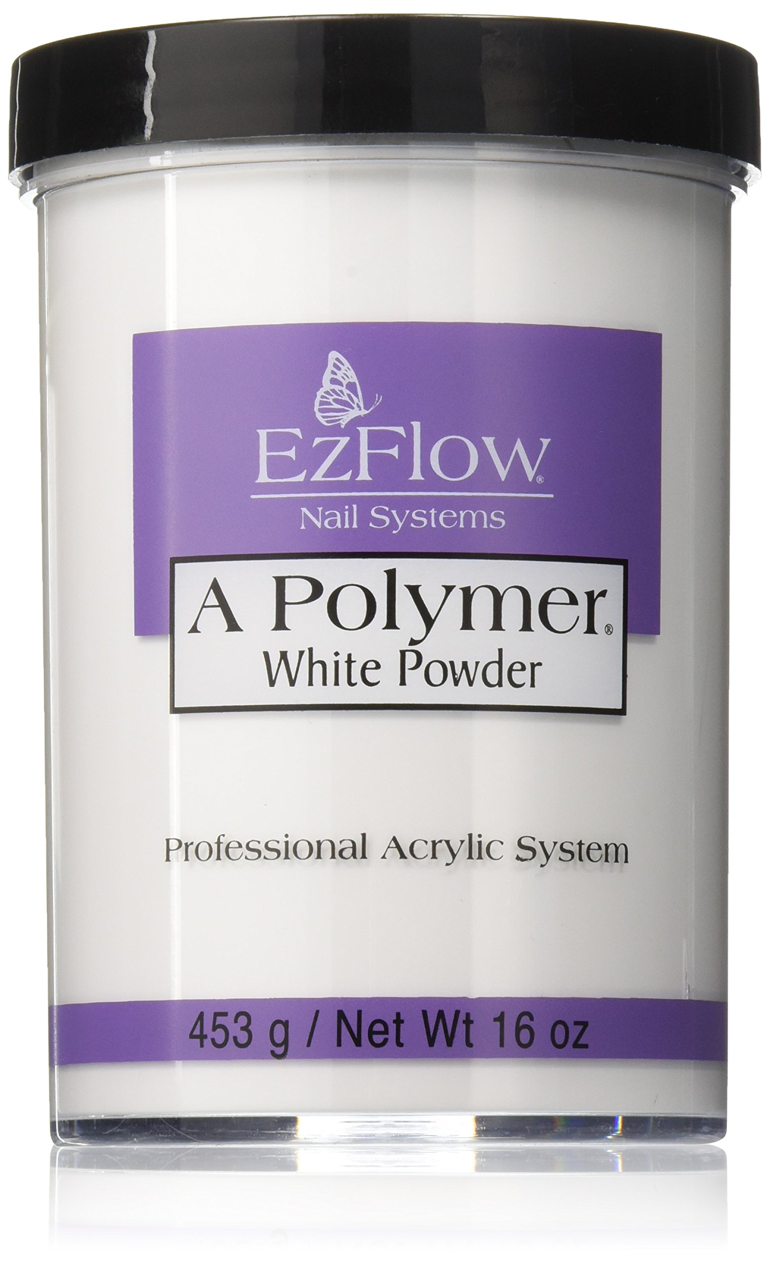 EZ Flow A Polymer White False Nails, 16 Ounce - Professional Acrylic Nail Powder for Salon & DIY Manicure at Home
