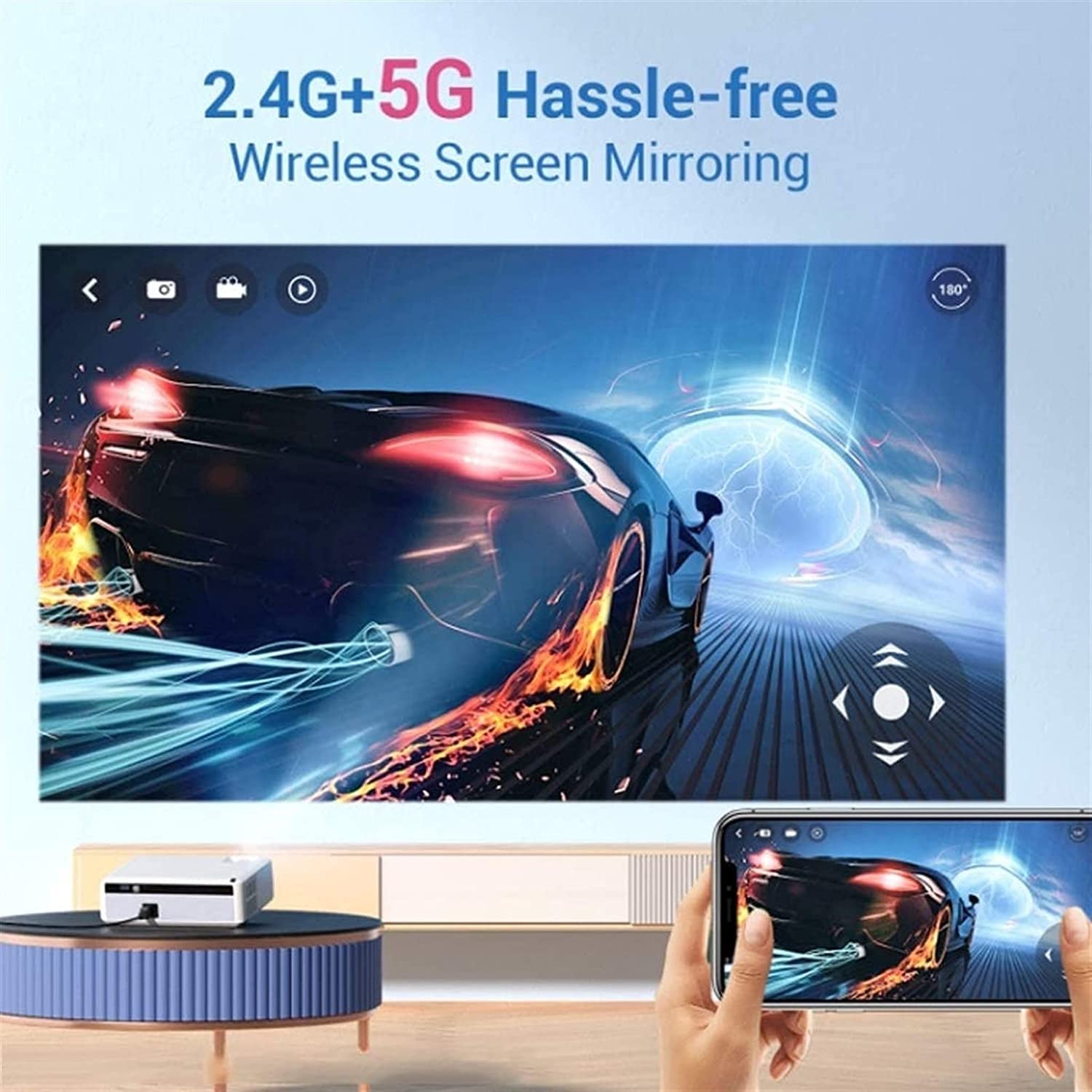 Portable 1080P Mini Projector - 170'' HD Display, 40,000 Hrs LED Life, Compatible with Fire TV Stick, HDMI, VGA, TF, AV & USB - Perfect for Home Theater, Outdoor Movie Nights & Business Presentations