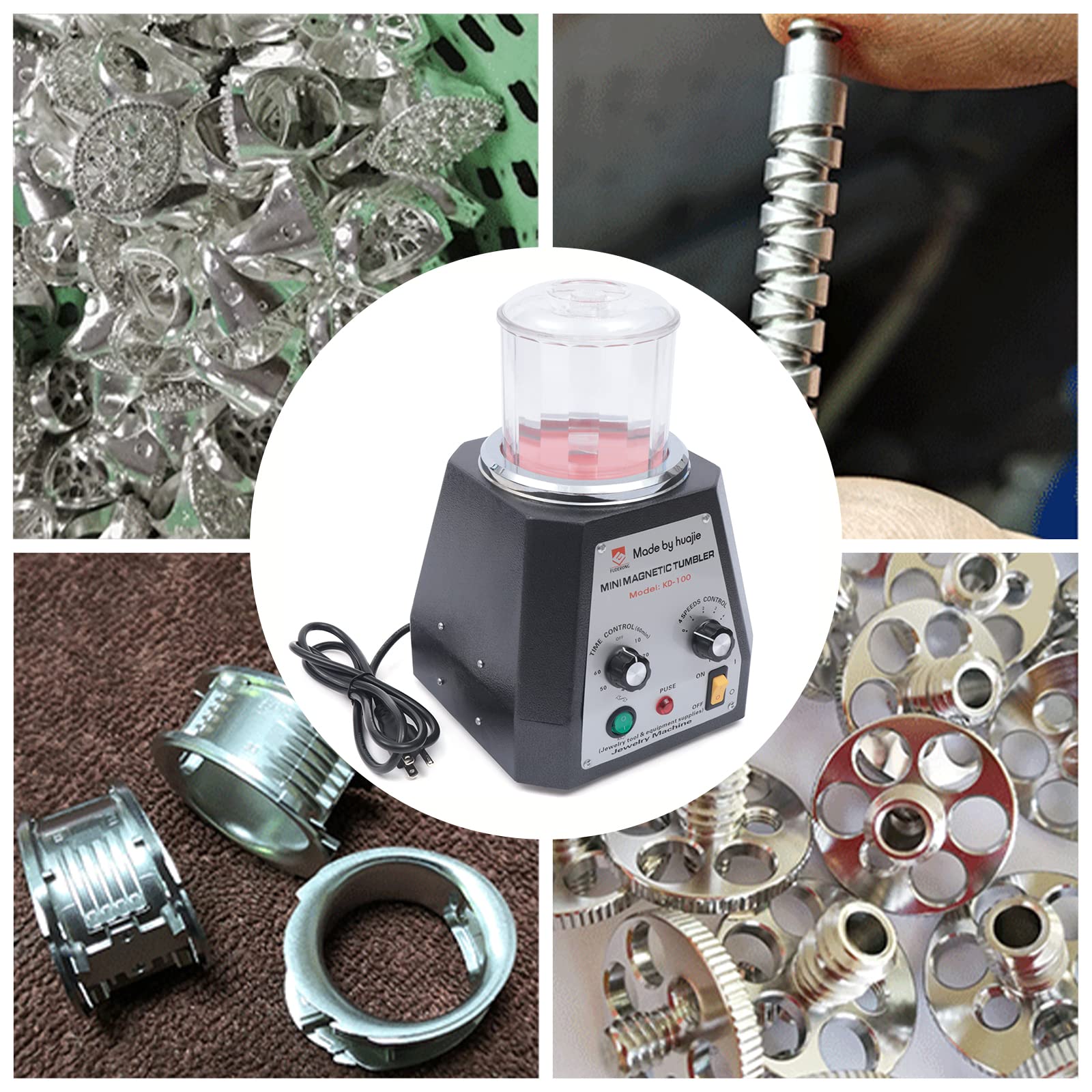 2000RPM Magnetic Jewelry Polisher Machine - 220V 100mm Magnetic Tumbler for Jewelry & Metal Polishing with Acrylic Bowl - Perfect for Jewelry Making, Metal Crafting, and Small Parts Finishing