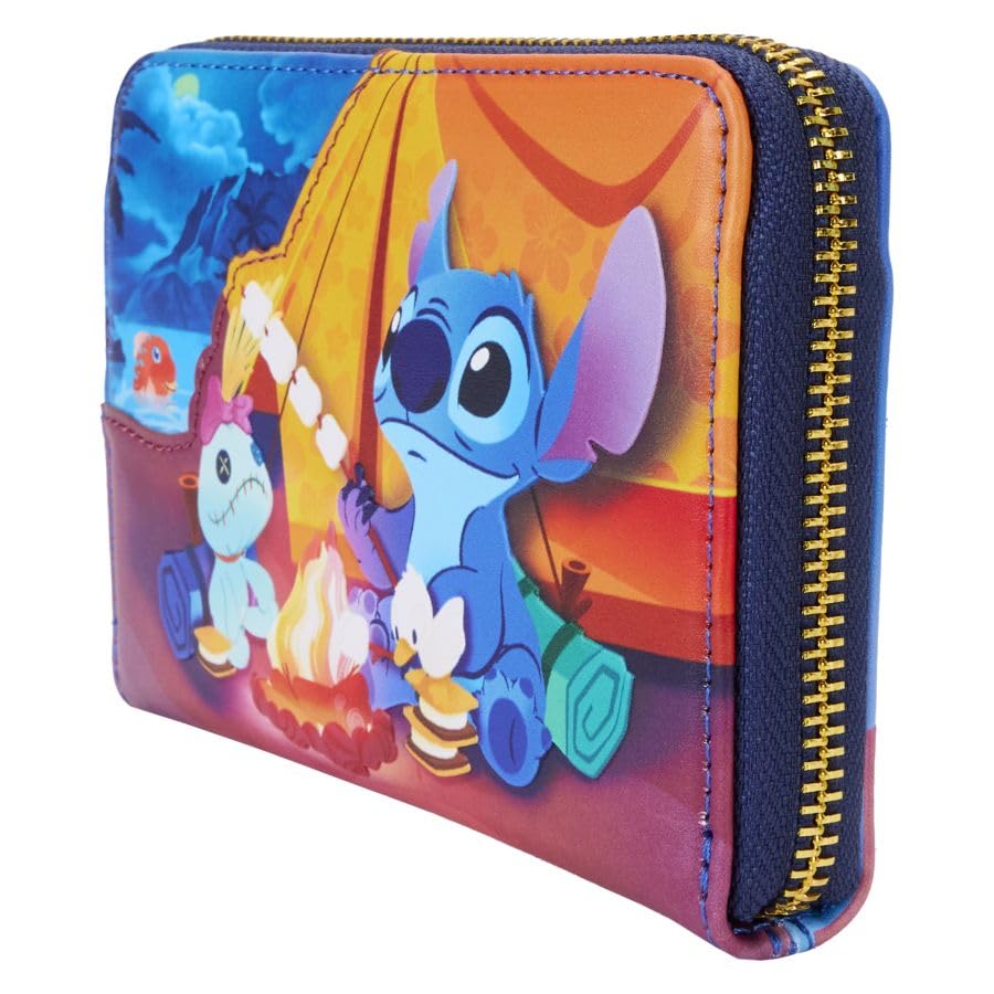 Loungefly Disney Stitch Camping Cuties Zip Around Wallet - Cute Character Wallet for Women & Girls - Perfect for Theme Parks, Travel & Everyday Use