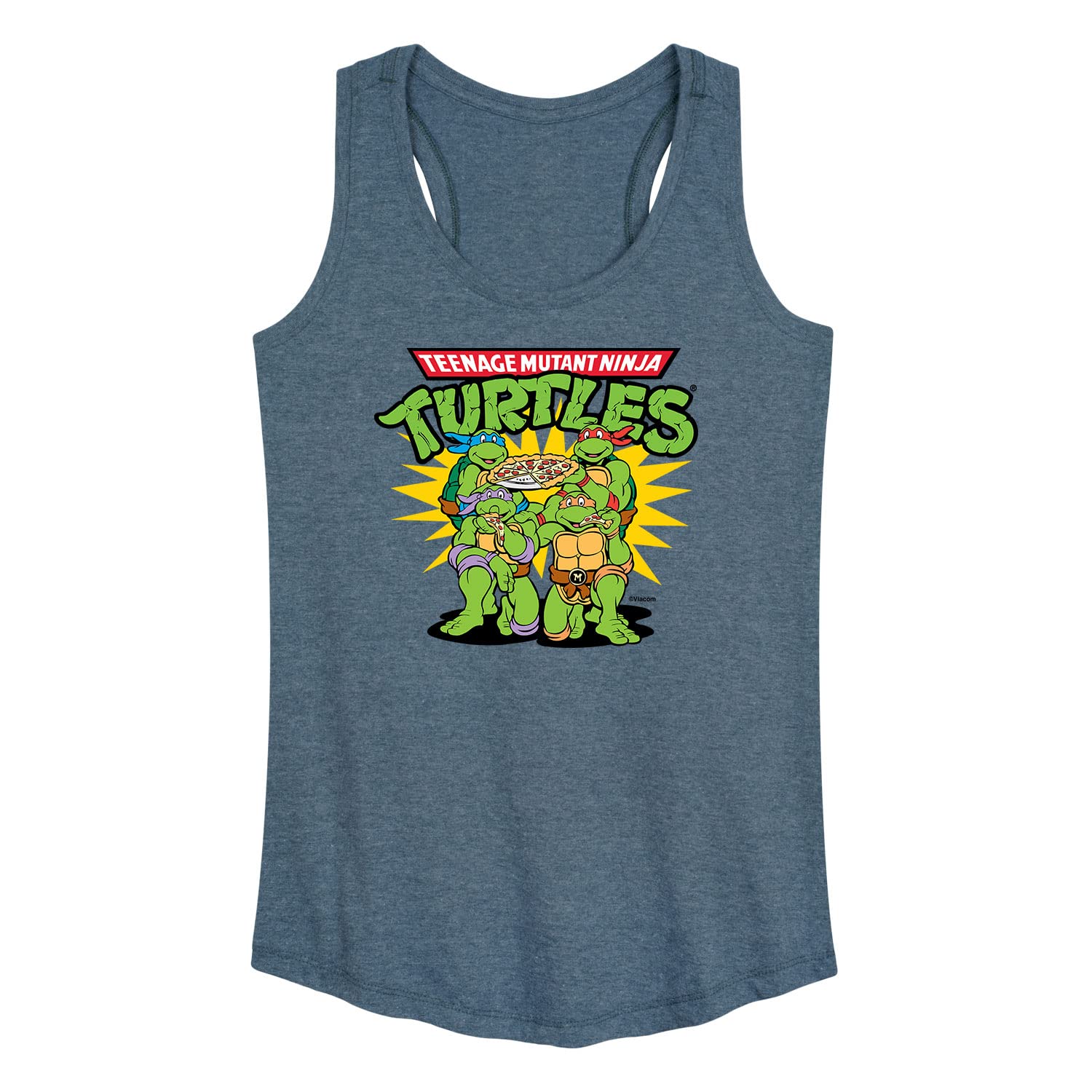 Women's Teenage Mutant Ninja Turtles Pizza Dudes Racerback Tank Top - Soft Breathable Hybrid Apparel - Perfect for Cosplay, Comic Con & Casual Wear