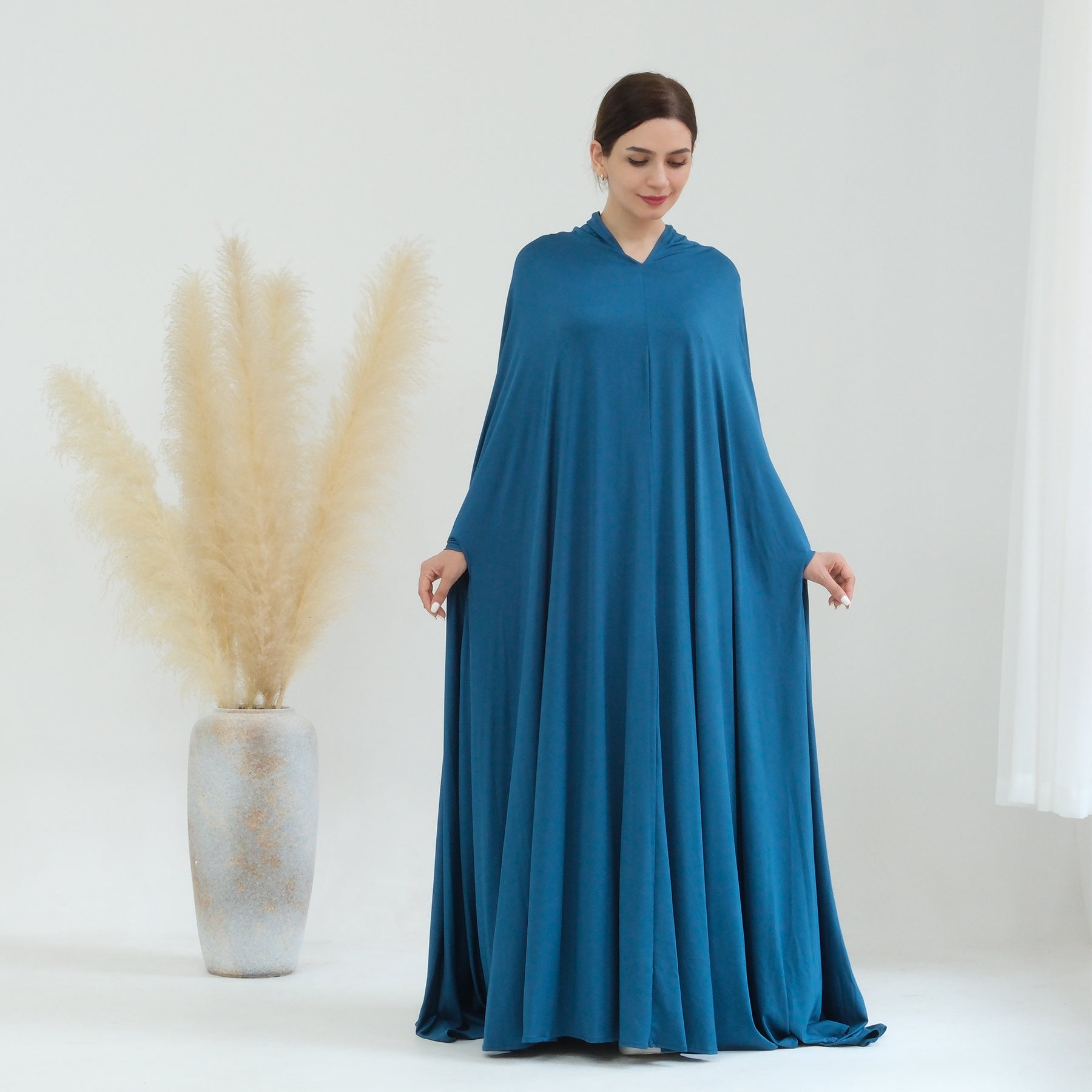 Awra Cape Hijab Combo - Duck Blue Color - Modest Muslim Women's Prayer Shawl & Scarf Set - Perfect for Daily Wear, Prayer, and Special Occasions
