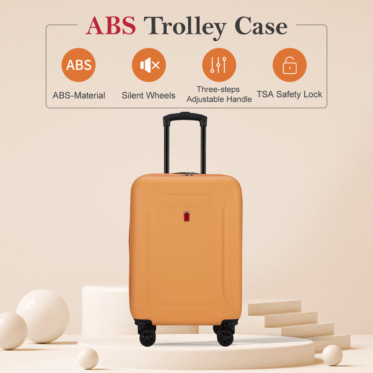 Ntbay 3-Piece Lightweight ABS Luggage Set with 360° Silent Wheels & TSA Lock - Durable Suitcase for Travel, Business Trips & Vacations