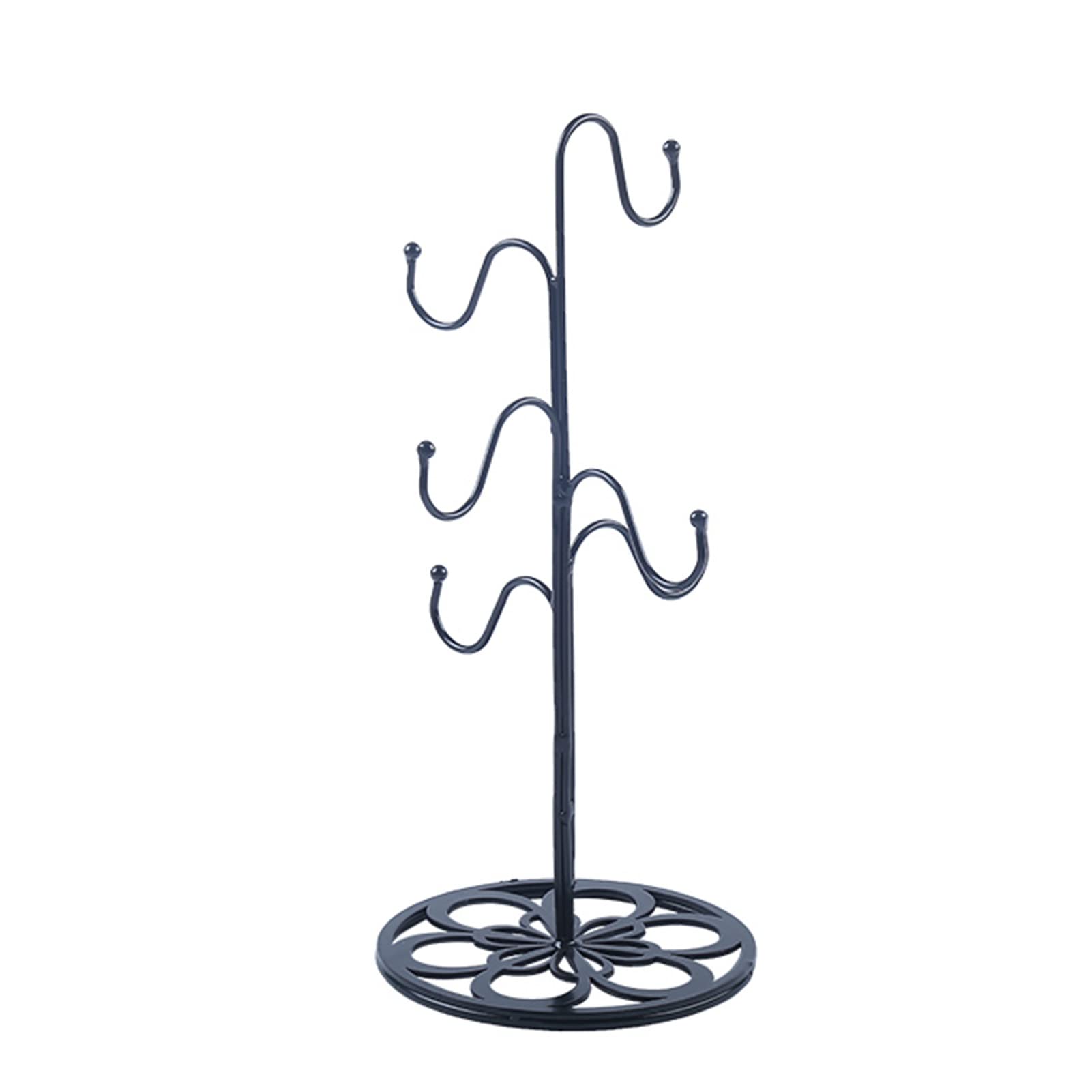 Metal Mug Holder Tree Stand - 6-Slot Countertop Organizer for Coffee Cups & Mugs - Space-Saving Kitchen & Bar Storage Solution - Perfect for Living Room, Office or Coffee Shop (Black)