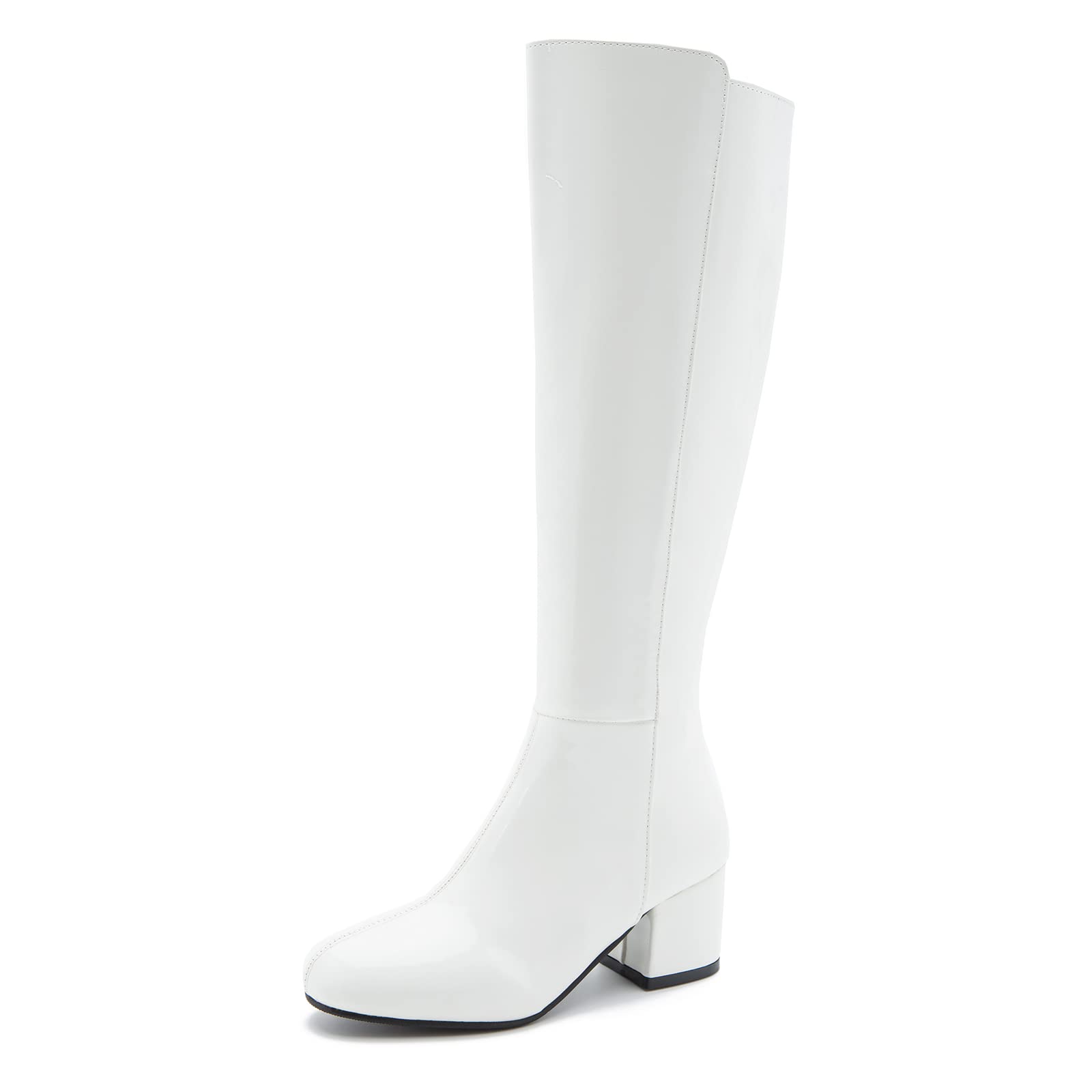 Women's GOGO Knee High Boots with Block Heel & Side Zipper - Stylish Party & Dance Shoes for Evening Events, Night Out, and Special Occasions