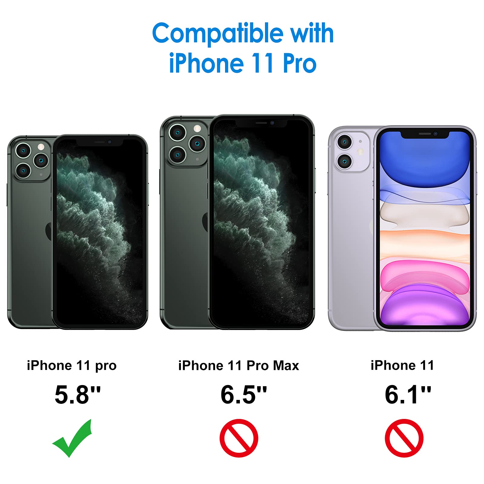 JETech iPhone 11 Pro Privacy Screen Protector & Camera Lens Protector Set - Anti-Spy Tempered Glass for Face ID Protection | Perfect for Office, Travel & Public Use