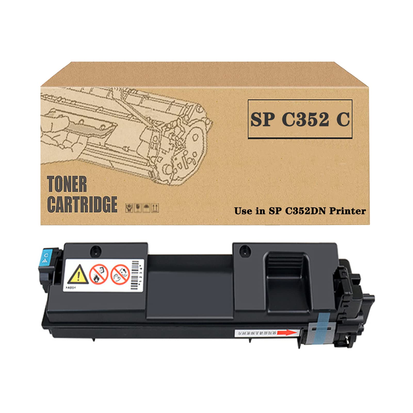 OGLU Compatible SP C352 BK/C/M/Y Toner Cartridge Replacement for Ricoh SP C352DN Printer - High Yield 3300 Pages (Cyan) - Perfect for Office Printing & Bulk Document Production