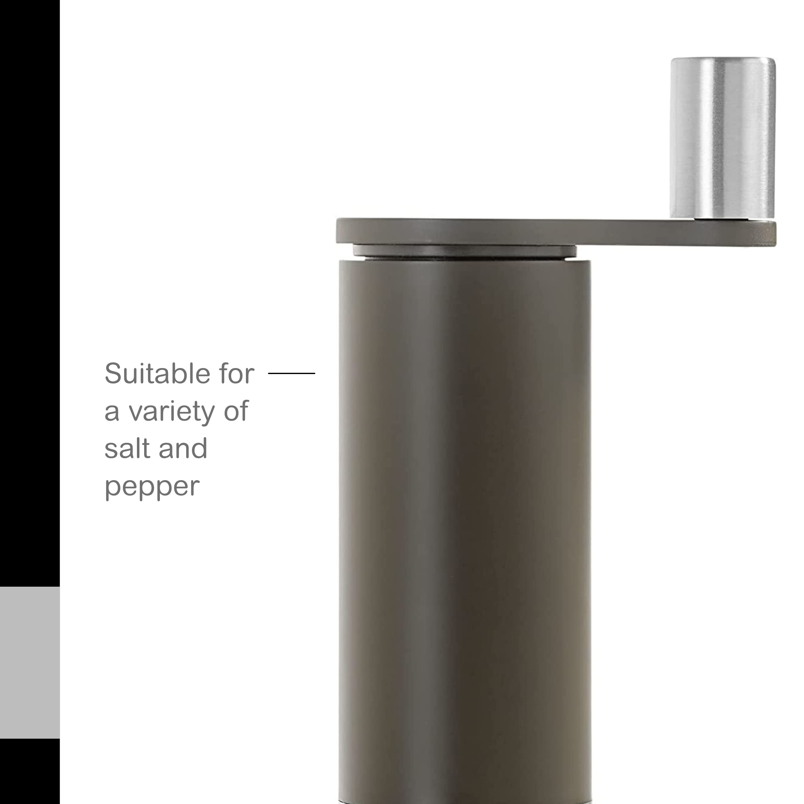Premium Manual Salt and Pepper Grinder Mill - Adjustable Coarse to Fine Grind - Refillable Stainless Steel Spice Mill with Ergonomic Gear Crank - Perfect for Kitchen, Dining Table & Outdoor Cooking (Mocha, 5.5 Inch)