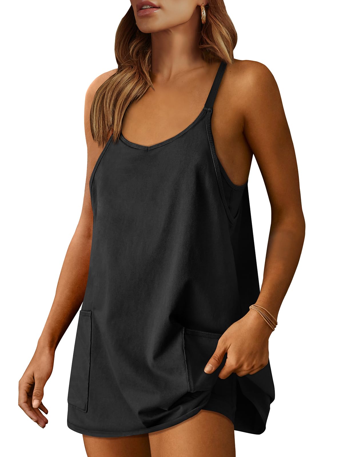 ANRABESS Women's Athletic Dress - Summer Tennis Workout Dress with Built-in Shorts, Active Sports Mini Romper for Gym, Running, Travel & Vacation Outfits