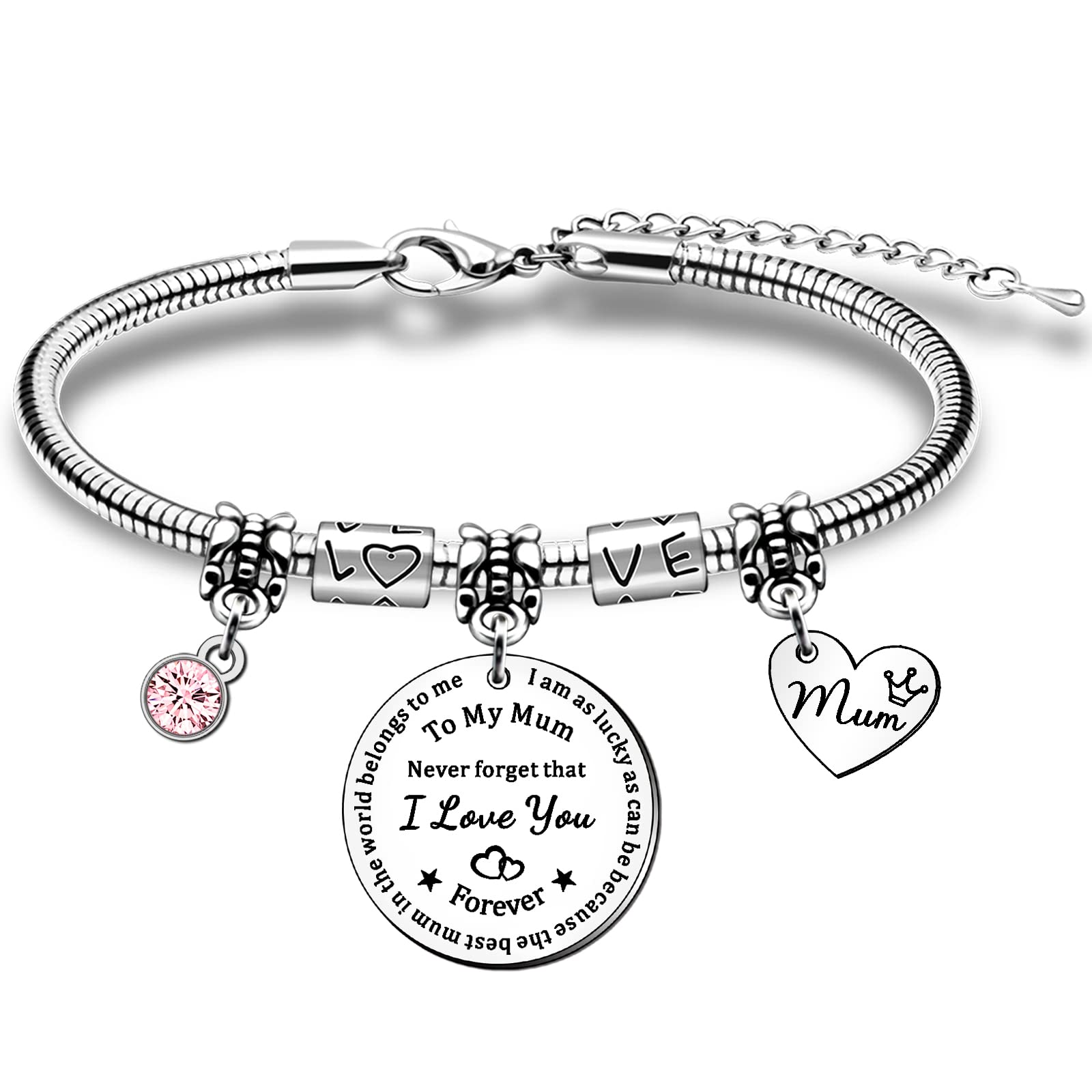 Lucky Charm Bracelet for Mom - Best Mother's Day, Birthday & Christmas Gift from Daughter or Son - 'I'm So Lucky to Have the Best Mom in the World' Jewelry - Perfect for Special Occasions & Everyday Wear