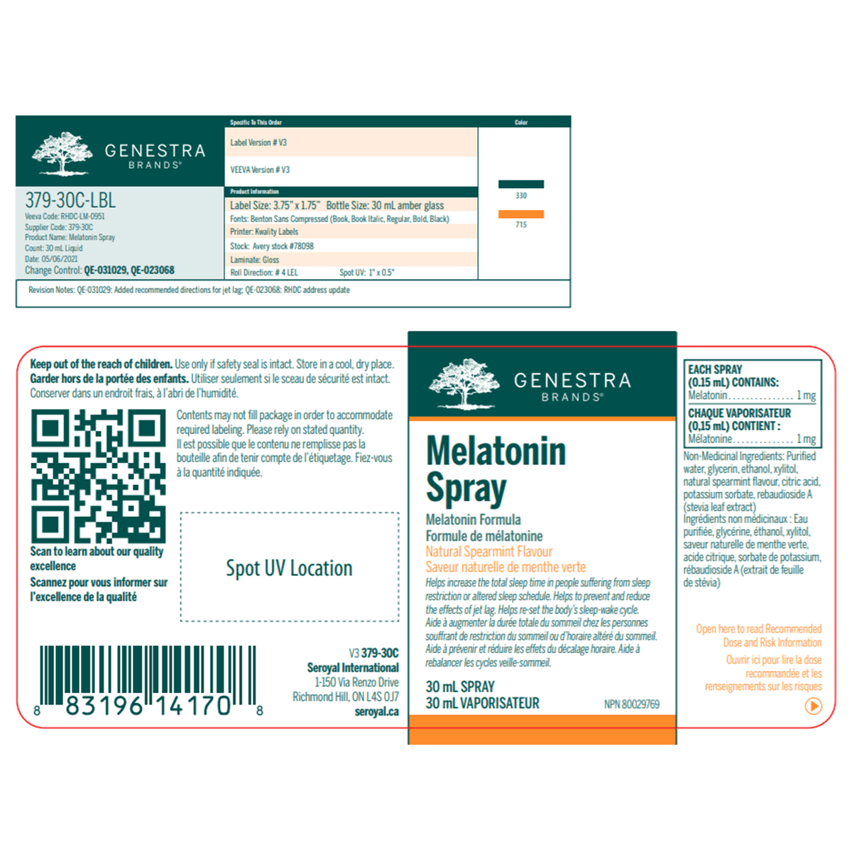 Genestra Melatonin Spray 30ml - Natural Sleep Aid Supplement, Fast-Acting Melatonin Spray for Adults & Kids - Promotes Relaxation & Better Sleep - Perfect for Travel, Jet Lag & Insomnia Relief