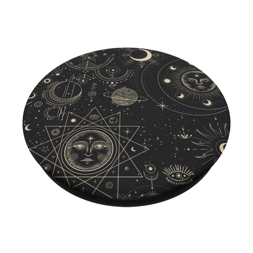 Astrology Space Themed Phone Grip - Moon, Sun & Stars Design PopSockets PopGrip for iPhone & Android | Perfect for Stargazers & Astronomy Lovers