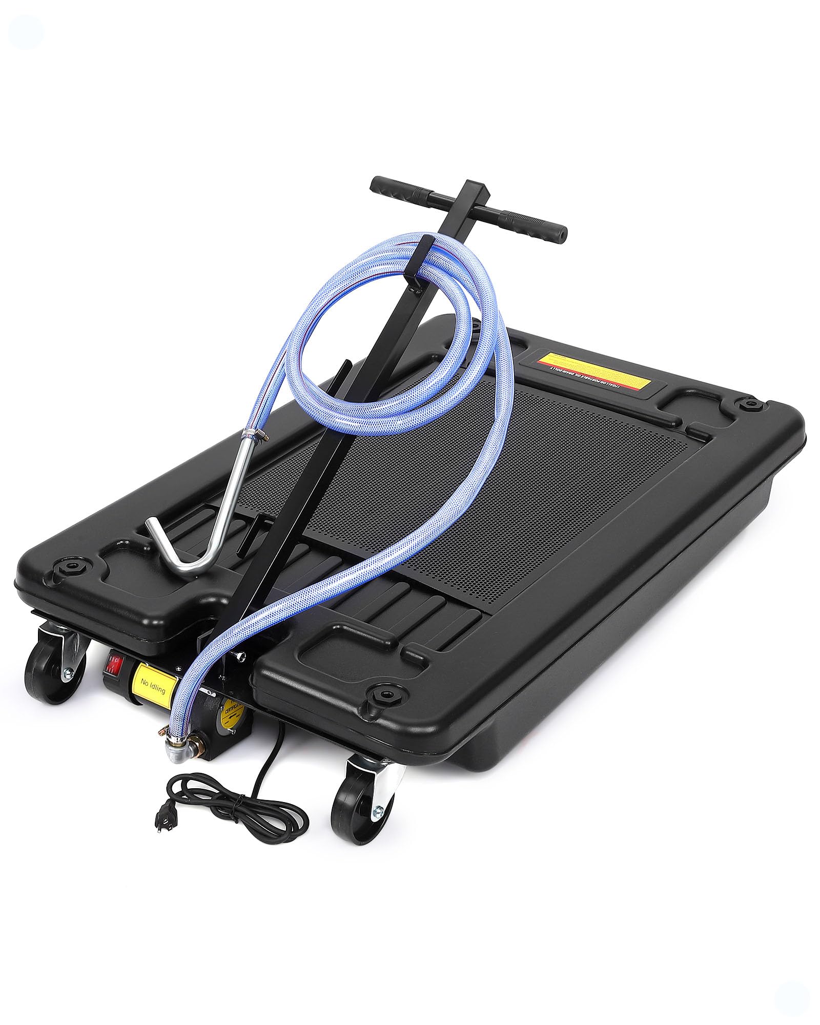 17 Gallon Low Profile Electric Oil Drain Pan with 110V Pump - 8FT Hose & Folding Handle - Rolling Oil Change Cart for Cars, Trucks, Buses, RVs - Ideal for Quick & Mess-Free Oil Changes in Home Garages & Auto Shops