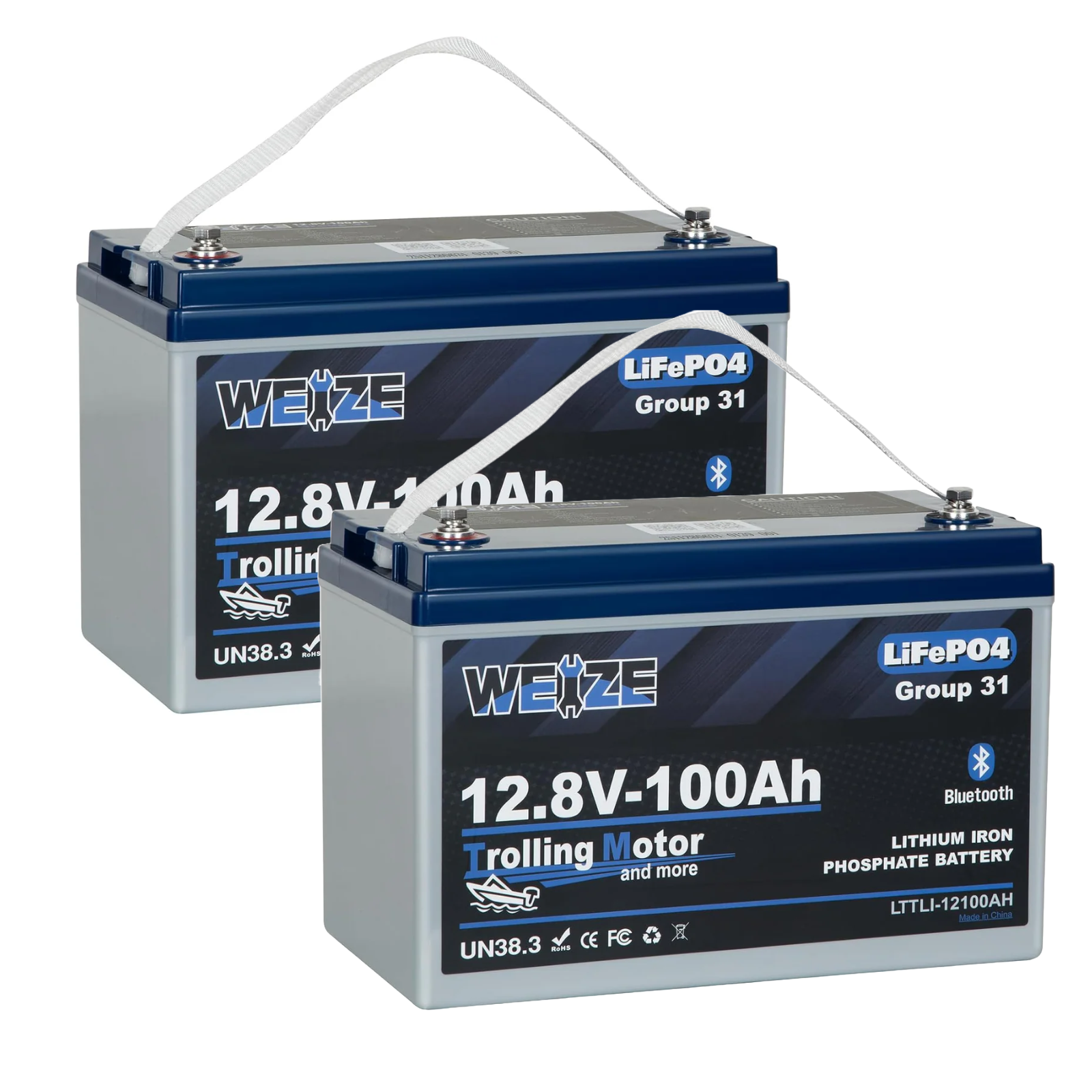 WEIZE 12V 100Ah LiFePO4 Lithium Battery with Bluetooth - Group 31 Deep Cycle Battery for RVs, Boats, Solar Systems & Off-Grid Power Storage