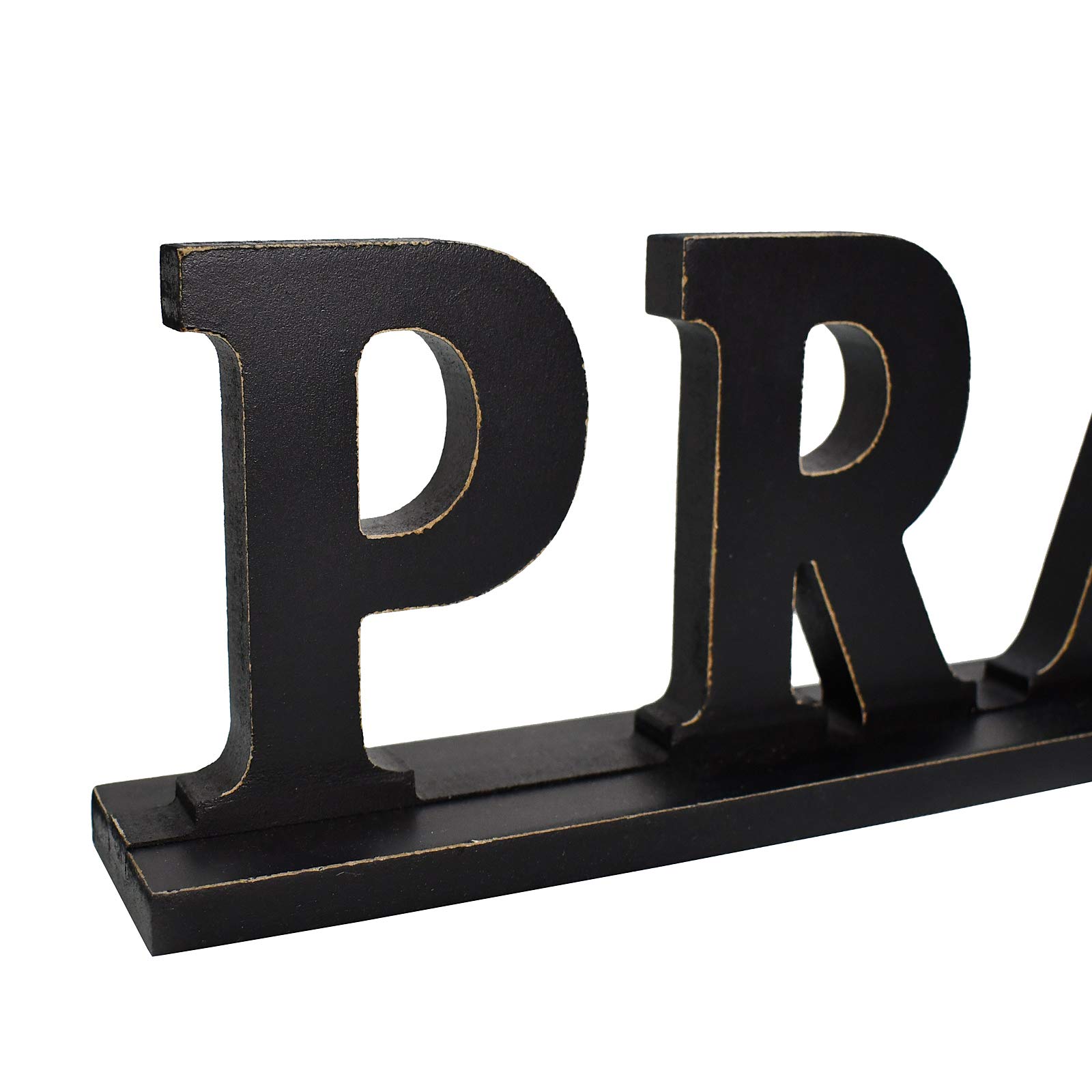Rustic Wooden Pray Letter Sign - Free Standing Home Decor for Tabletop, Shelf & Wall - Inspirational Christian Gift for Housewarming, Wedding & Church