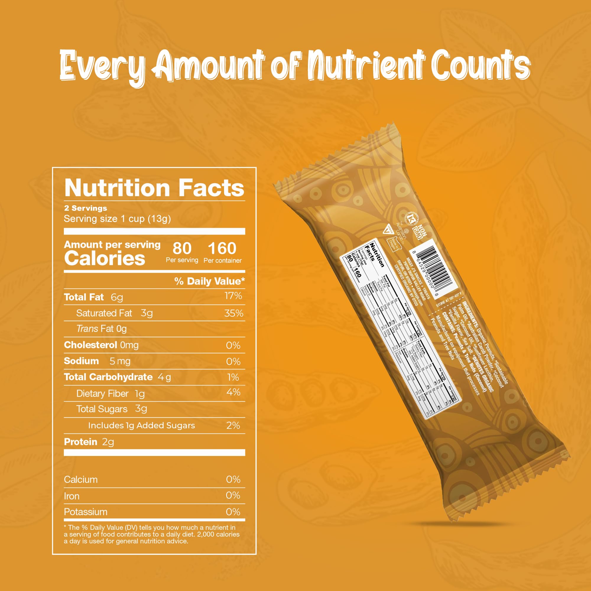 Missy J's Vegan & Gluten-Free Peanut Butter Carob Cups - 12 Pack (0.9 Oz Each) | Healthy Coconut Sugar Sweetened Chocolate Alternative | Caffeine-Free Snacks for Kids, Desserts & Healthy Treats | Perfect for Lunchboxes, Parties & Weight Management