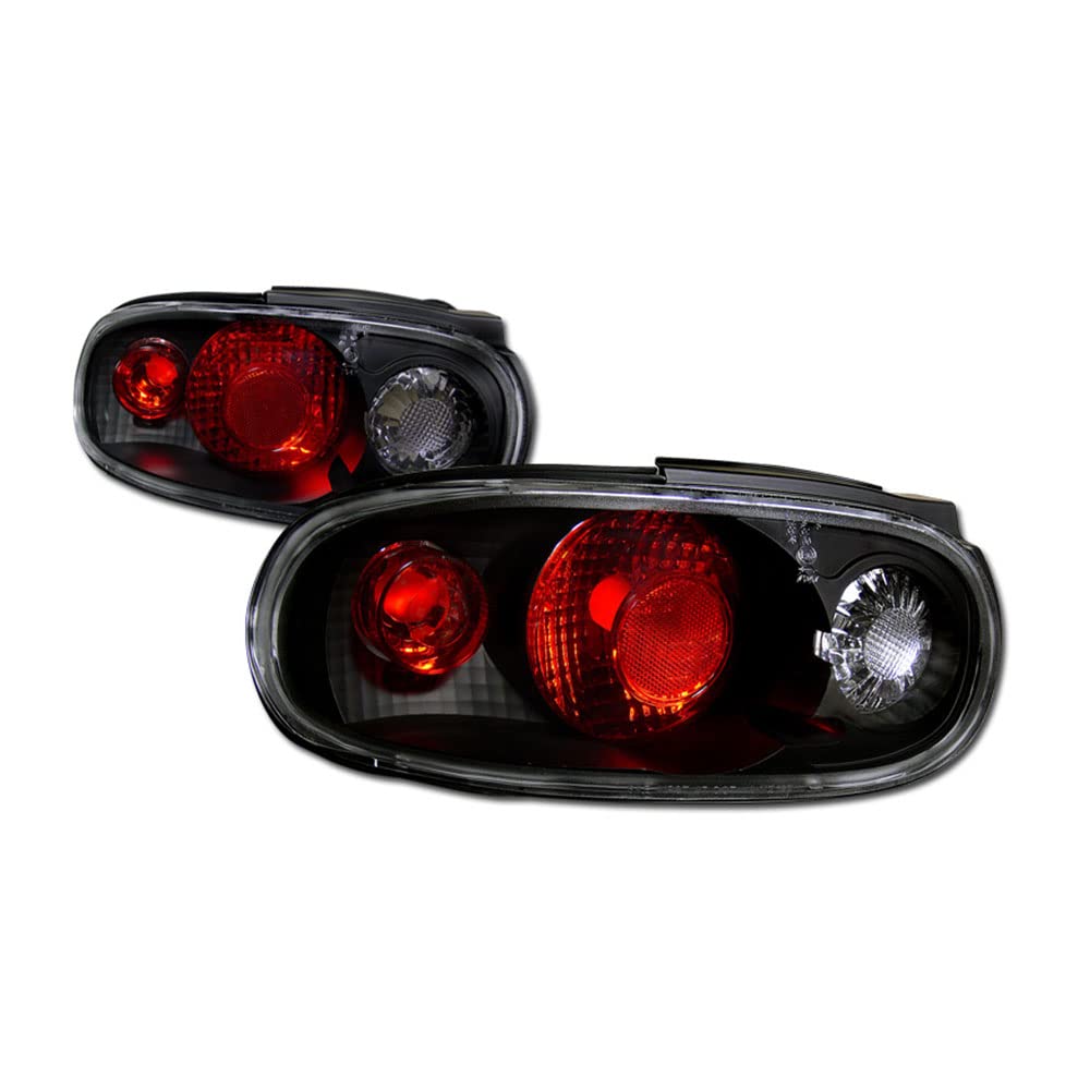 Altezza Black Housing Tail Lights - Rear Signal, Stop, Brake & Reverse Backup Lamps for 1990-1997 Mazda Miata MX-5 | Perfect for Night Driving & Car Customization