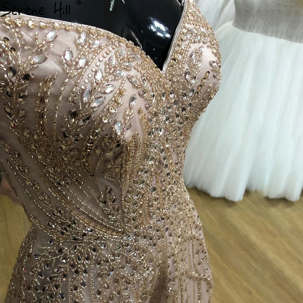 Serene Hill Rose Gold Beaded Evening Gown - A-Line Sleeveless Luxury Party Dress for Women 2025 | Perfect for Prom, Gala & Formal Events (Style LA71459)