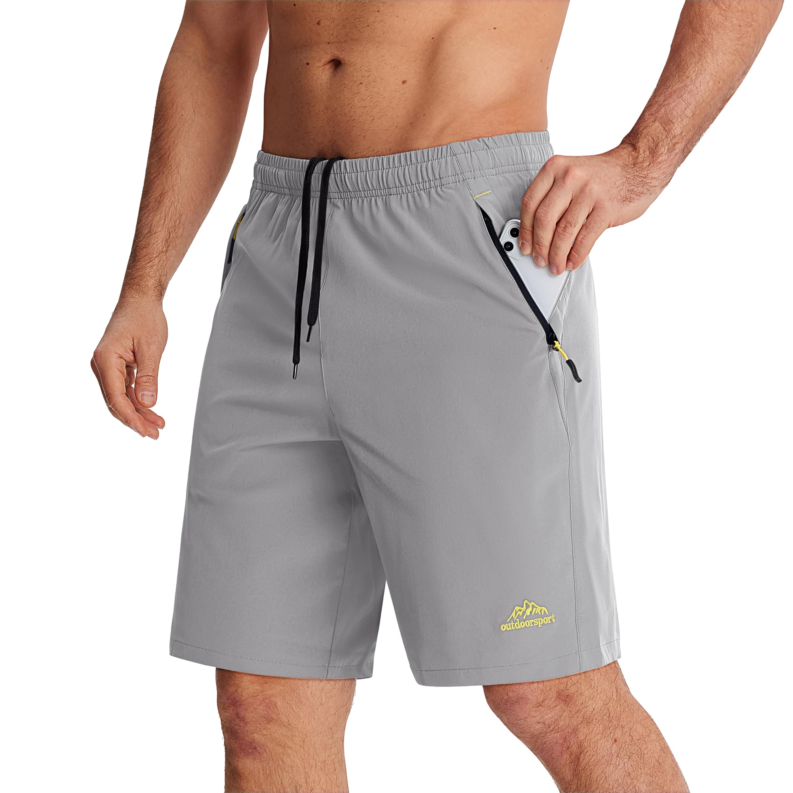 BIYLACLESEN Men's Athletic Workout Shorts - Lightweight Quick Dry Gym Running Shorts with Zip Pockets - Perfect for Summer Training, Jogging & Outdoor Activities