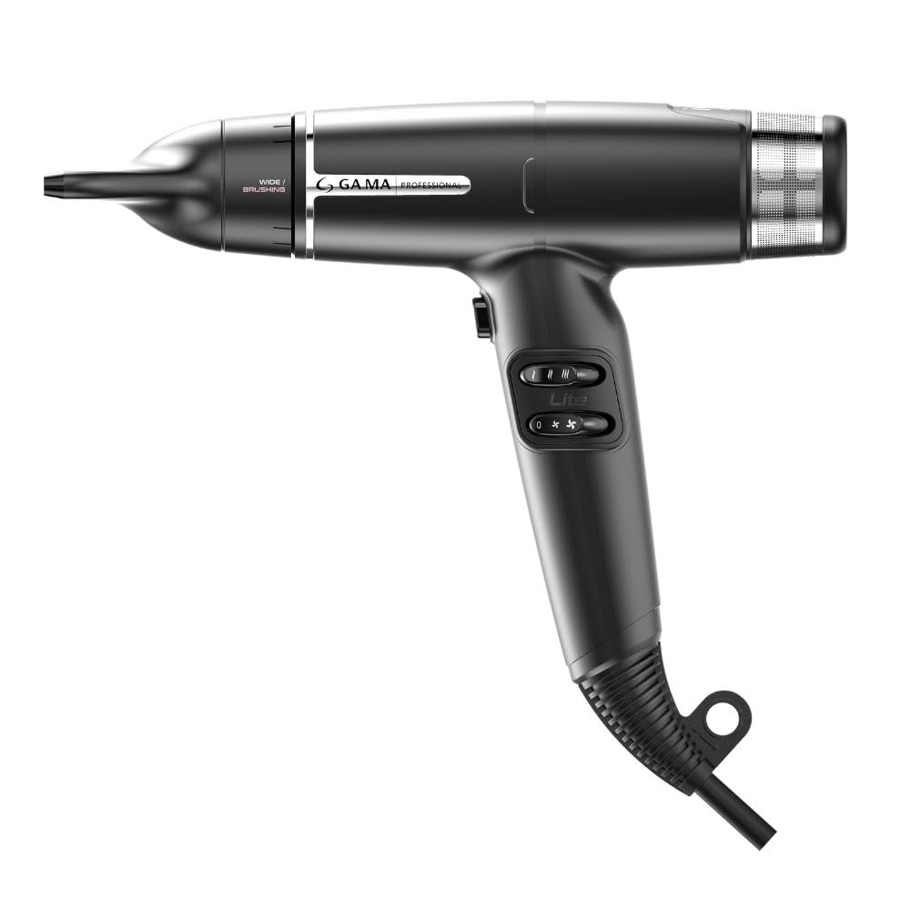 GaMa Italy IQ LITE Hair Dryer - 110,000 RPM Brushless Motor with Turbo Venturi & Oxy-Active Technology | Professional Salon Blow Dryer for Fast Drying & Frizz Control | Perfect for Home Use, Travel & Styling (Black)
