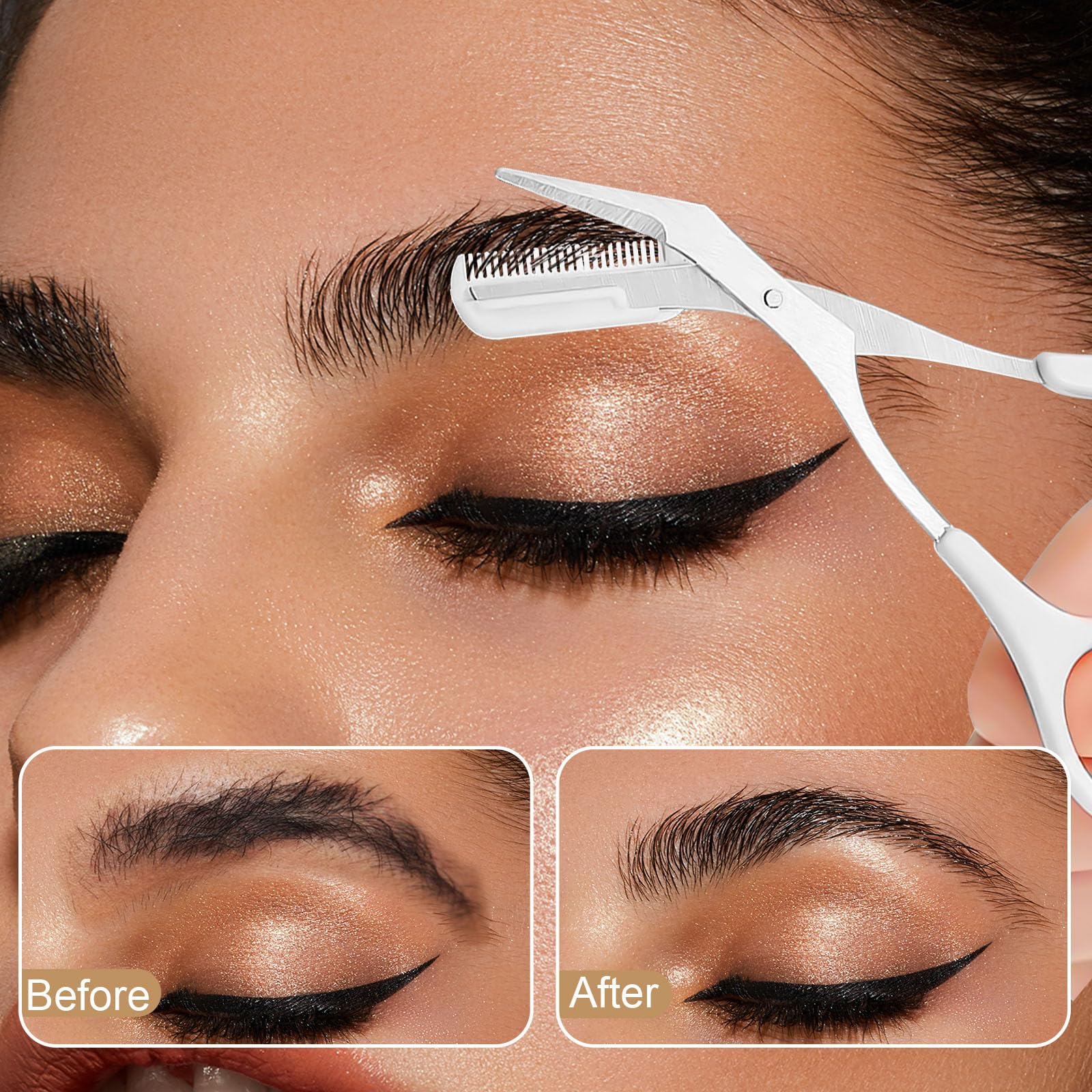 Professional Eyebrow Kit for Women & Men - Precision Trimming & Shaping Set with Eyebrow Scissors, Comb, Razor, Spoolie & Cleaning Brush | Perfect for Home Grooming, Salon Use & Travel Essentials