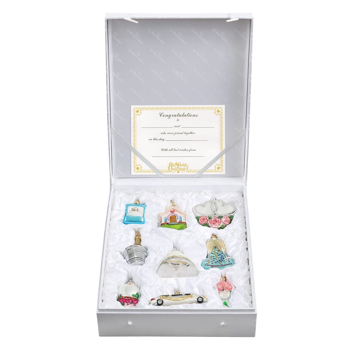 Old World Christmas Just Married Collection Hand-Blown Glass Ornament for Christmas Tree - Perfect for Newlyweds, Holiday Decor & Gift Giving