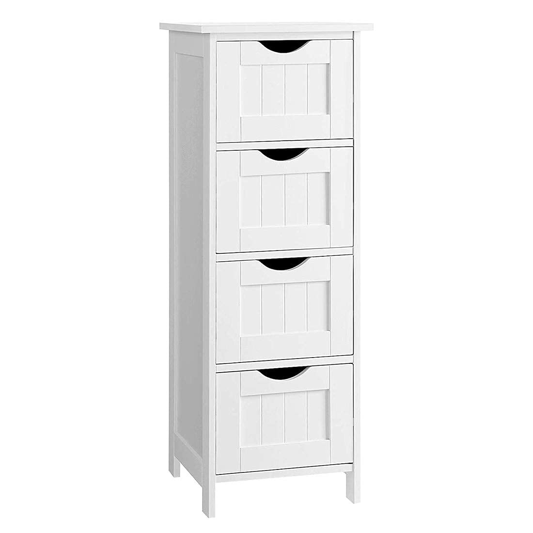 White 4-Drawer Bathroom Storage Cabinet - Wooden Floor Organizer for Home & Office