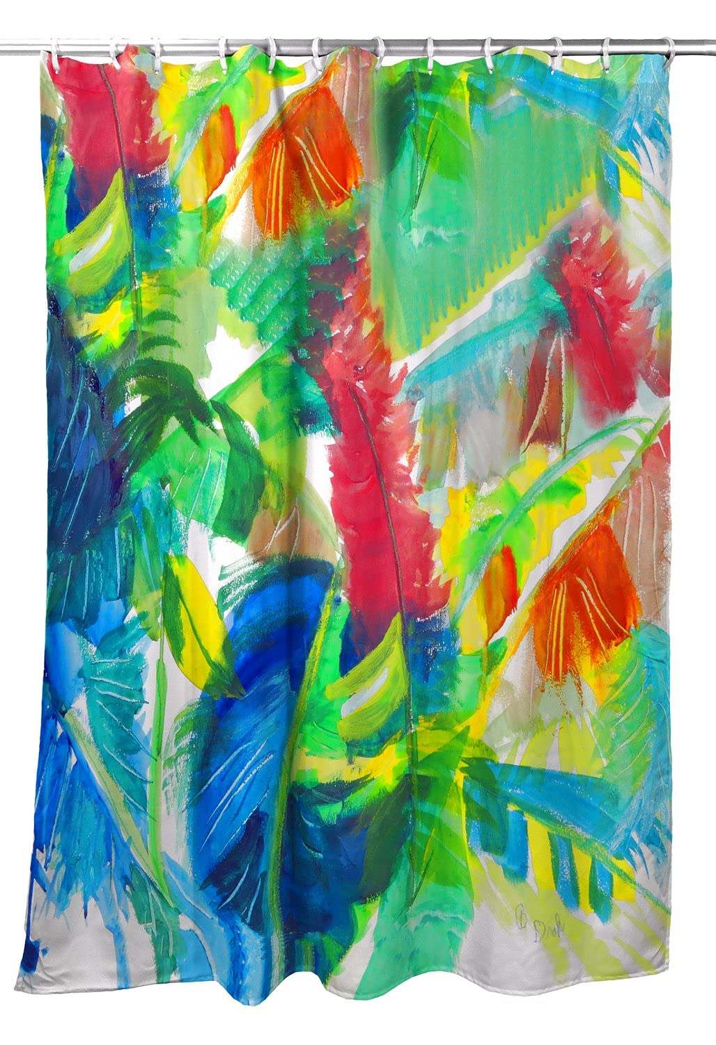 Betsy Drake Abstract Palms Shower Curtain - Waterproof Bathroom Decor for Tropical & Coastal Theme - Perfect for Beach House, Spa Retreat or Vacation Home