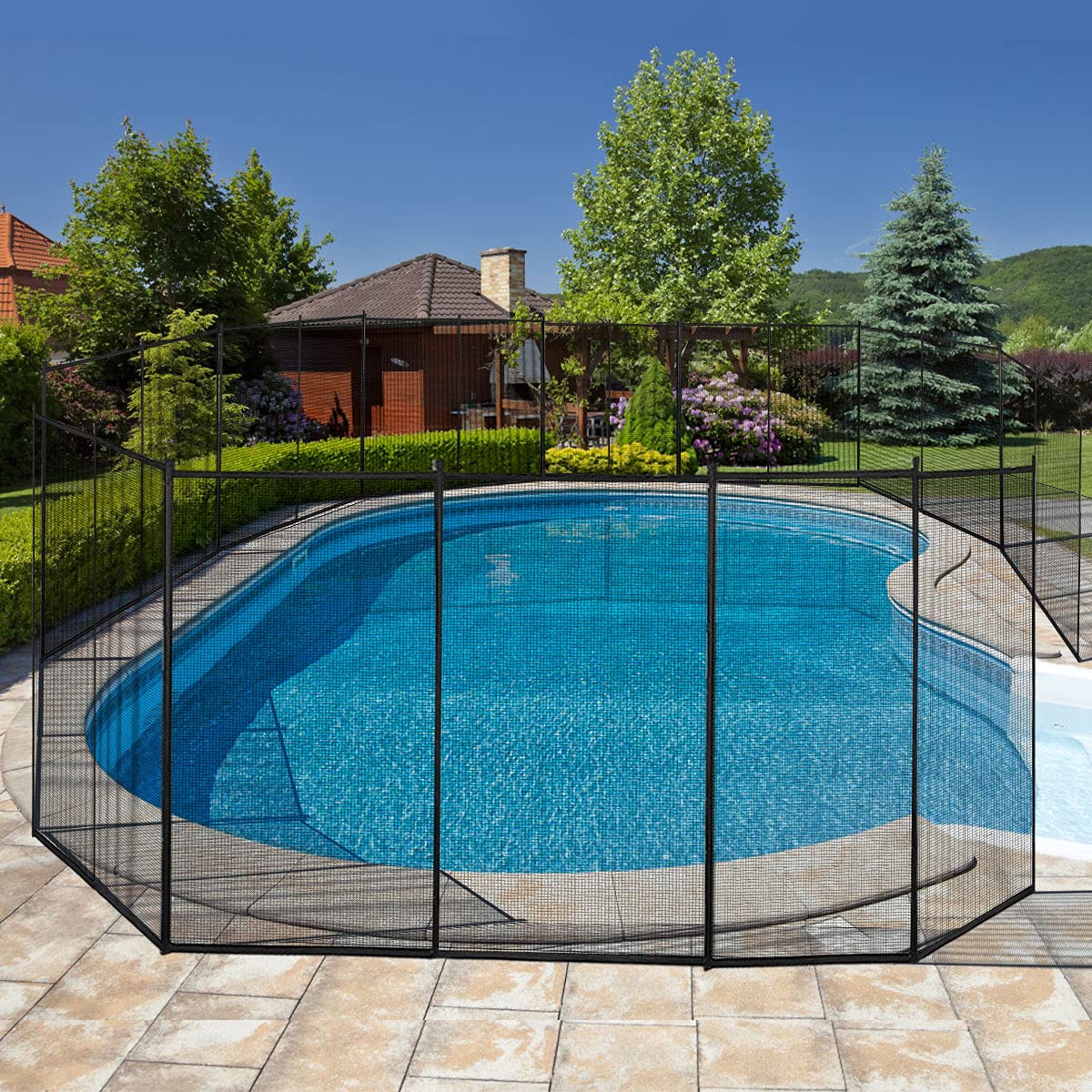 Giantex 4'x12' In-Ground Pool Safety Fence - Easy DIY Installation Mesh Barrier for Swimming Pools (Black) | Perfect for Backyard Safety & Child Protection Around Residential Pools