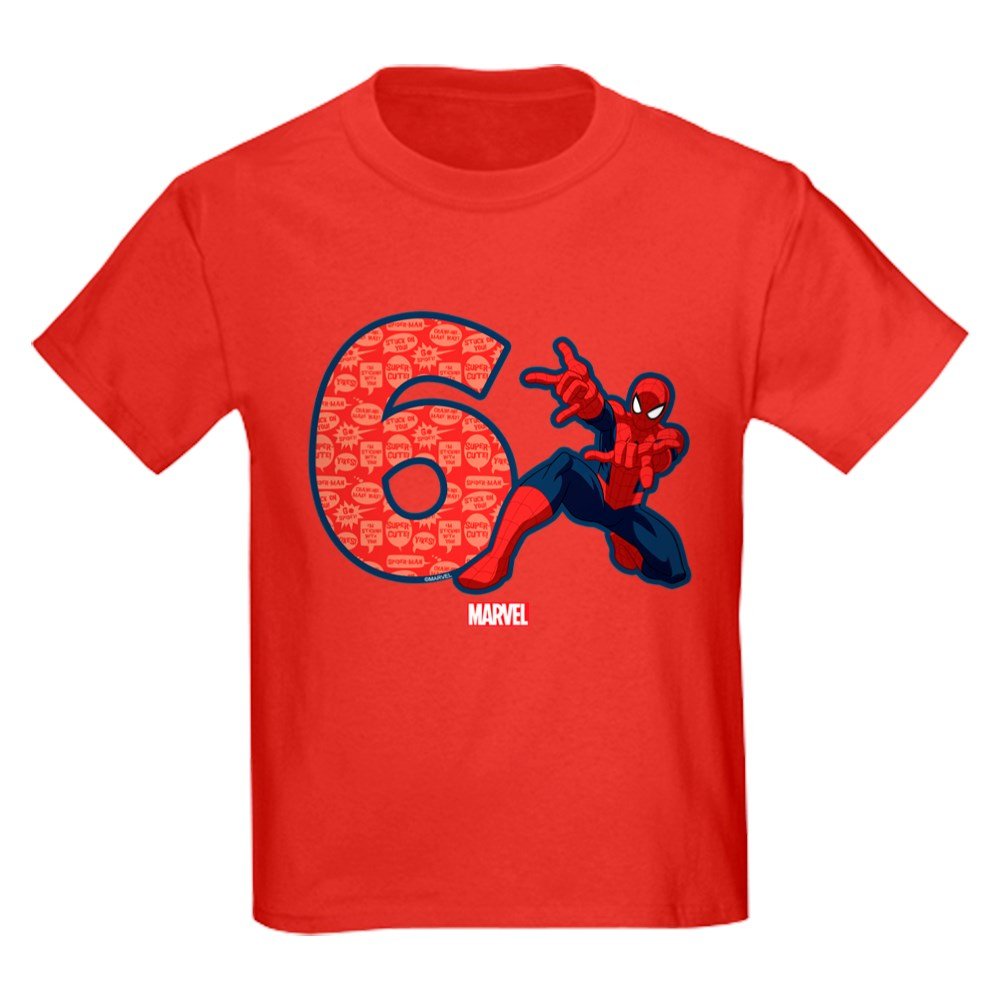 Spider-Man Birthday T-Shirt for Kids Age 6 - Dark Youth Tee | Superhero Costume Party, Comic Book Theme Outfit, Marvel Fan Gift