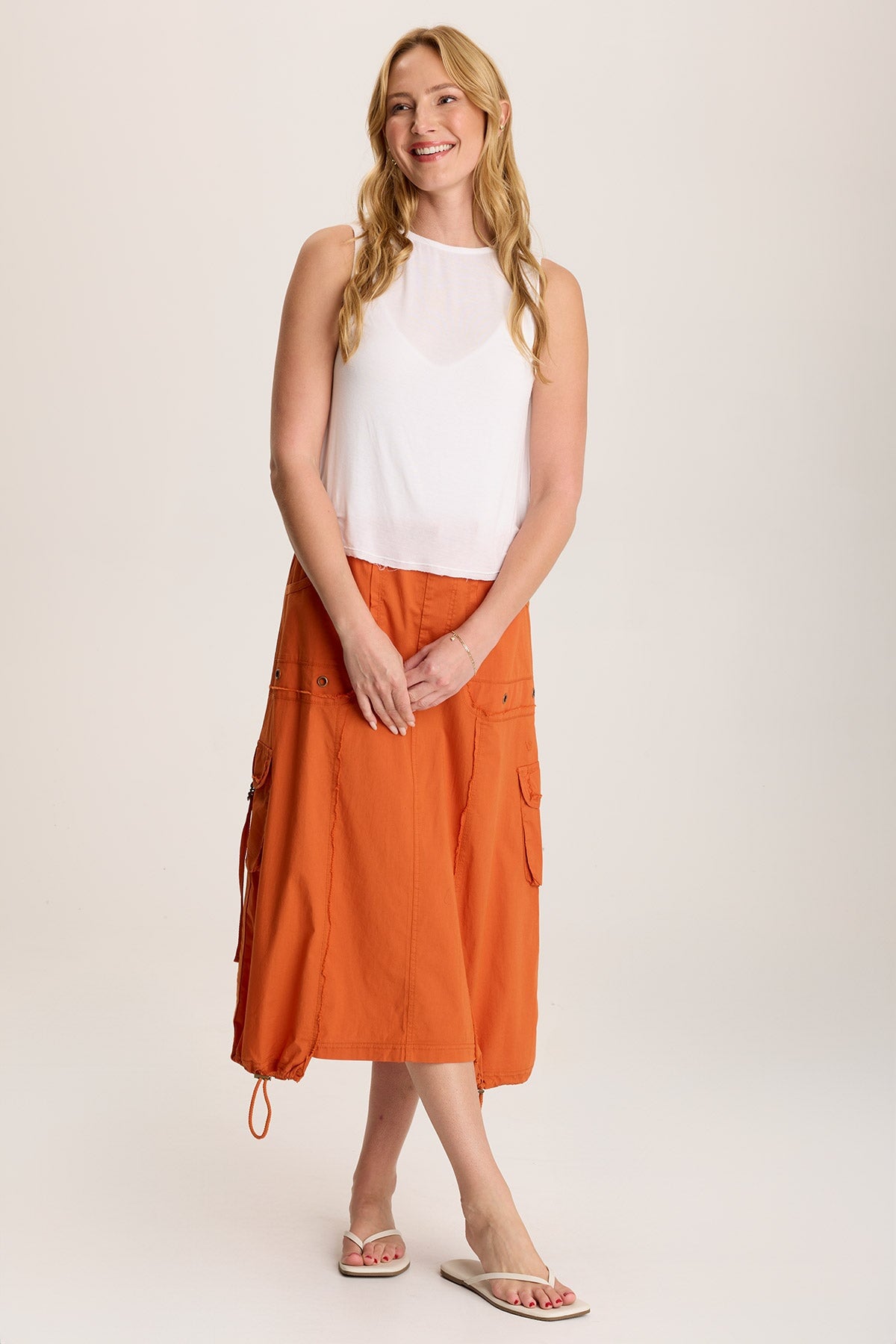 Castalina Poplin Cargo Midi Skirt for Women - Stylish Utility Skirt with Pockets | Perfect for Casual Outfits, Streetwear & Outdoor Adventures