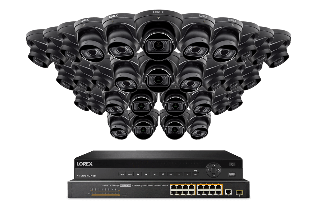 Lorex 4K 8TB Wired NVR Security System with 32 Camera Capacity & Nocturnal 4 Smart IP Dome Cameras - Motorized Varifocal Lens, Audio Monitoring, 30FPS Recording for Home & Business Surveillance