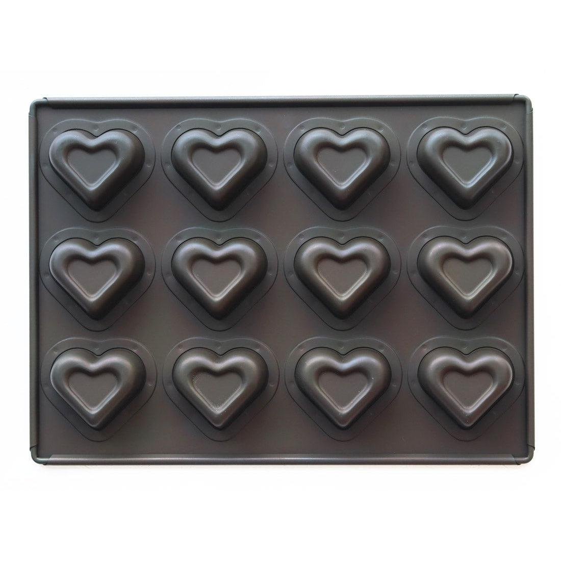 Matsunaga Double Heart Cake Mold - Non-Stick Teflon Coated 12-Well Baking Pan for Cupcakes, Muffins & Desserts - Perfect for Valentine's Day, Weddings & Romantic Baking