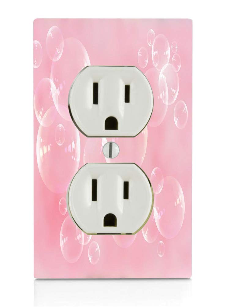 Pink Bubbles Decorative Electrical Outlet Cover Plate - Stylish Wall Plate for Home, Bedroom, Living Room, Office Decor - Easy Installation & Durable Design