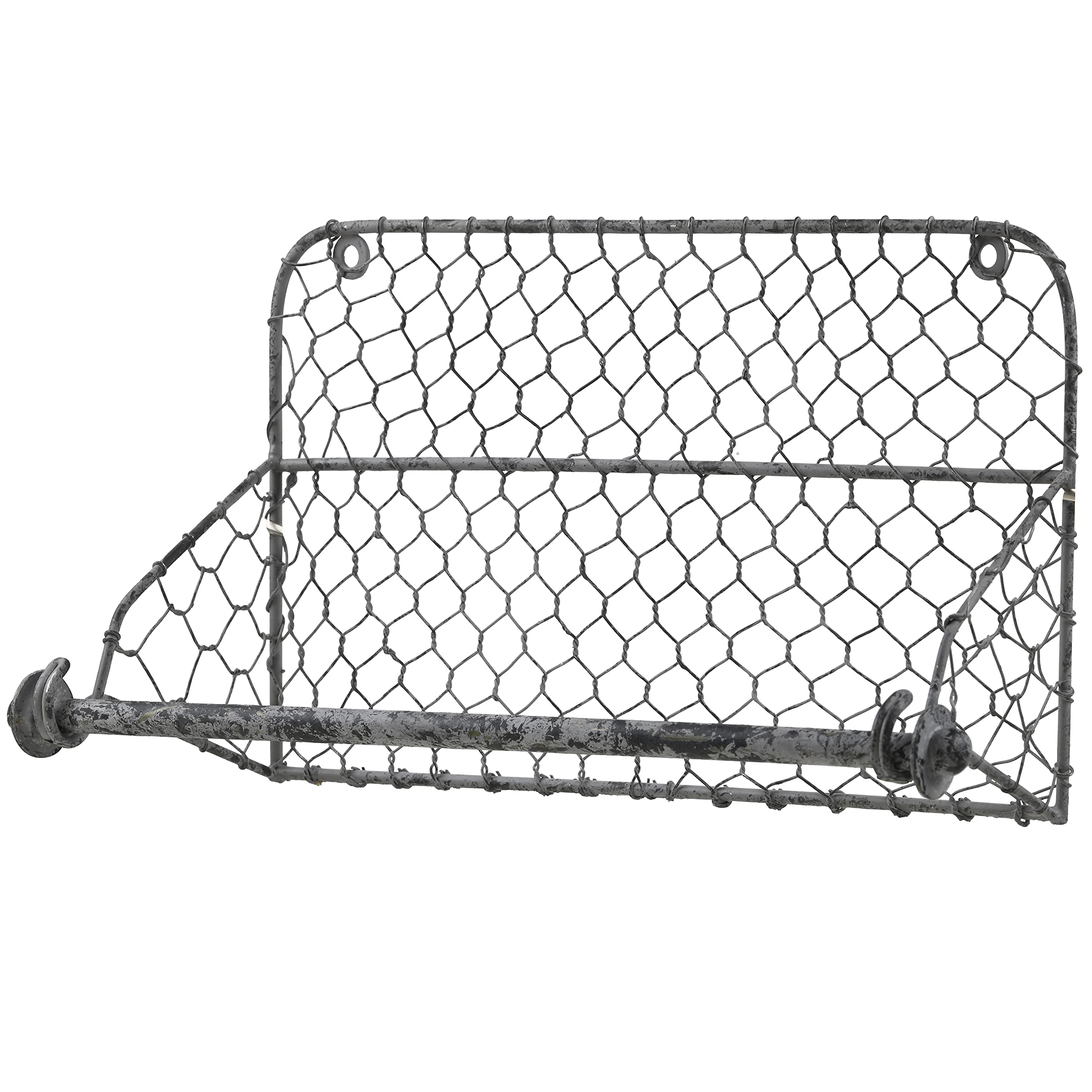 Tribello Farmhouse Wall Paper Towel Holder - Rustic Chicken Wire Wall Decor with Galvanized Metal Finish - Perfect for Kitchen, Bathroom & Farmhouse Style Homes