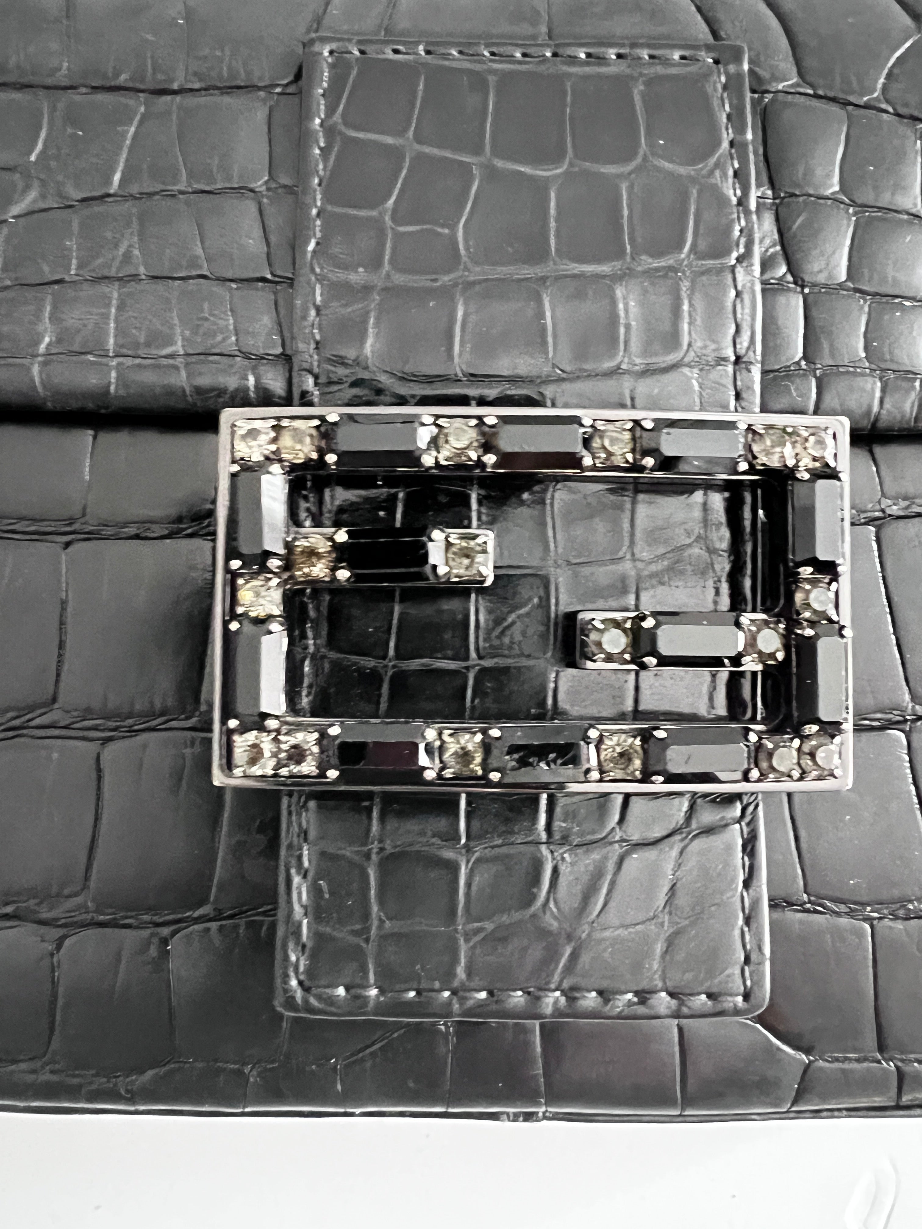 Vintage Fendi Black Crocodile Leather Baguette Handbag - Luxury Designer Shoulder Bag for Women, Perfect for Evening Parties & Special Occasions