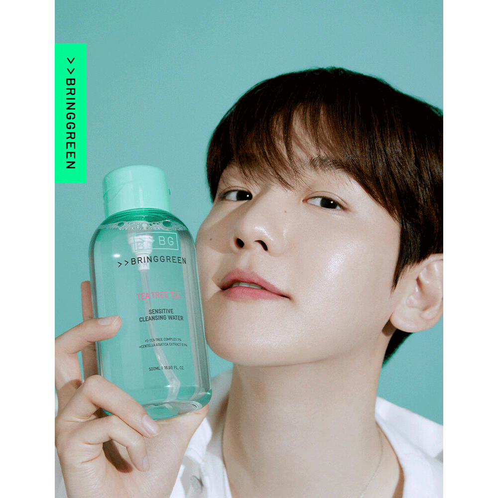 BRING GREEN Tea Tree Cica Sensitive Cleansing Water 500ml - Soothing Facial Toner for Acne-Prone & Sensitive Skin | Gentle Makeup Remover & Daily Skincare Essential