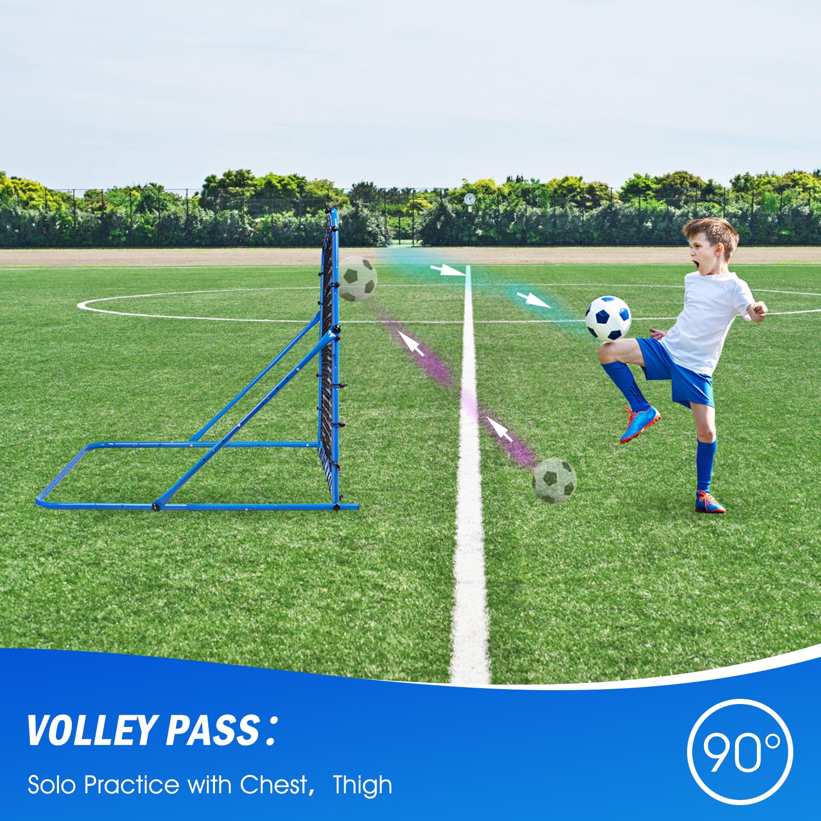 Best Soccer Rebounder Net for Training - Adjustable Angle for Control & Passing Practice | Portable Football Rebound Trainer for Kids, Teens & Adults | Perfect for Backyard Drills, Team Practice & Solo Training