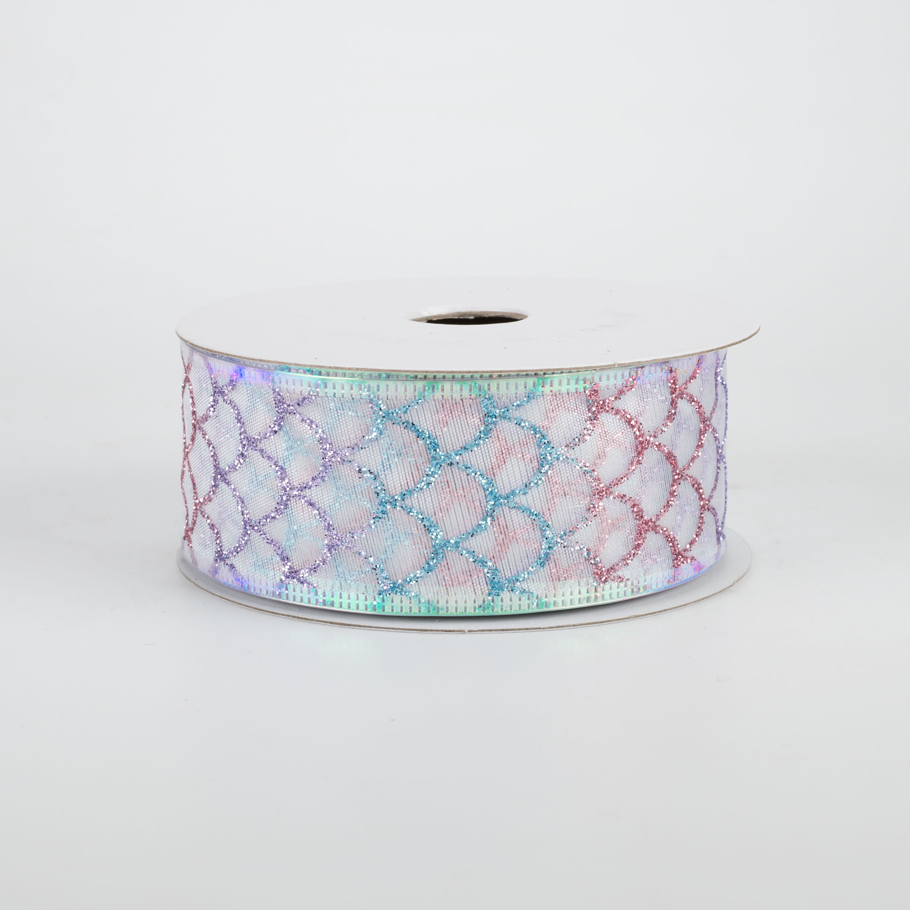 1.5 Inch Glitter Fish Scales Ribbon - Pastel Color Craft Ribbon (10 Yards) for DIY Scrapbooking, Gift Wrapping & Party Decorations