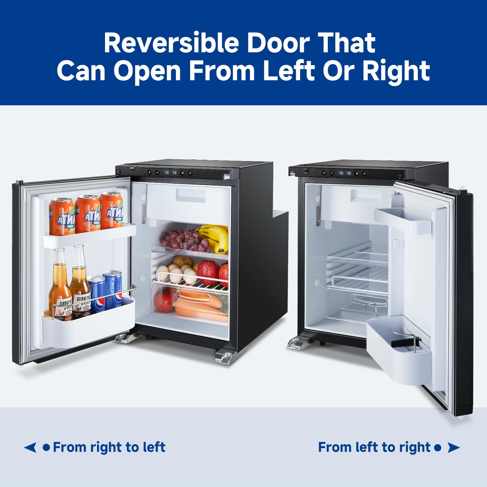 Upgraded 12V/24V DC RV Refrigerator - 45L (1.6 cu.ft) Portable Fridge Freezer with APP Control & Lock, Temperature Range -4°F to 46°F for Truck, RV, Camping, Travel - Perfect for Road Trips, Outdoor Adventures & Mobile Living