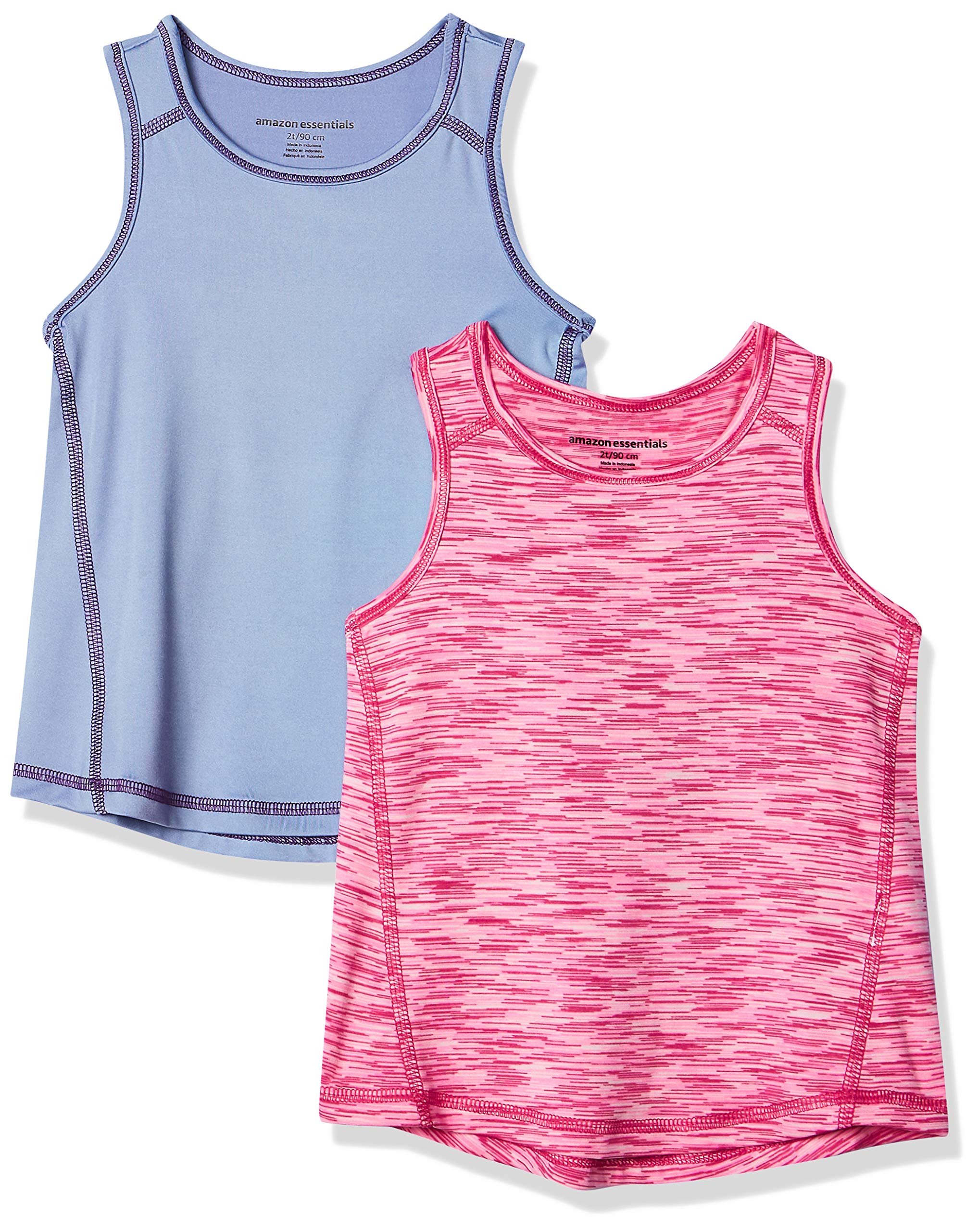 Amazon Essentials Girls' Active Tank Tops 2-Pack - Soft Breathable Workout Tops for Running, Yoga & Sports (Ages 6-12)